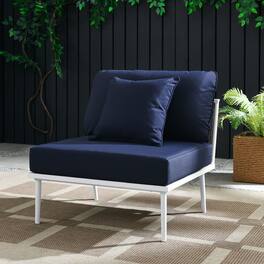 Stance Outdoor Patio Aluminum Armless Chair by Modway - White Navy