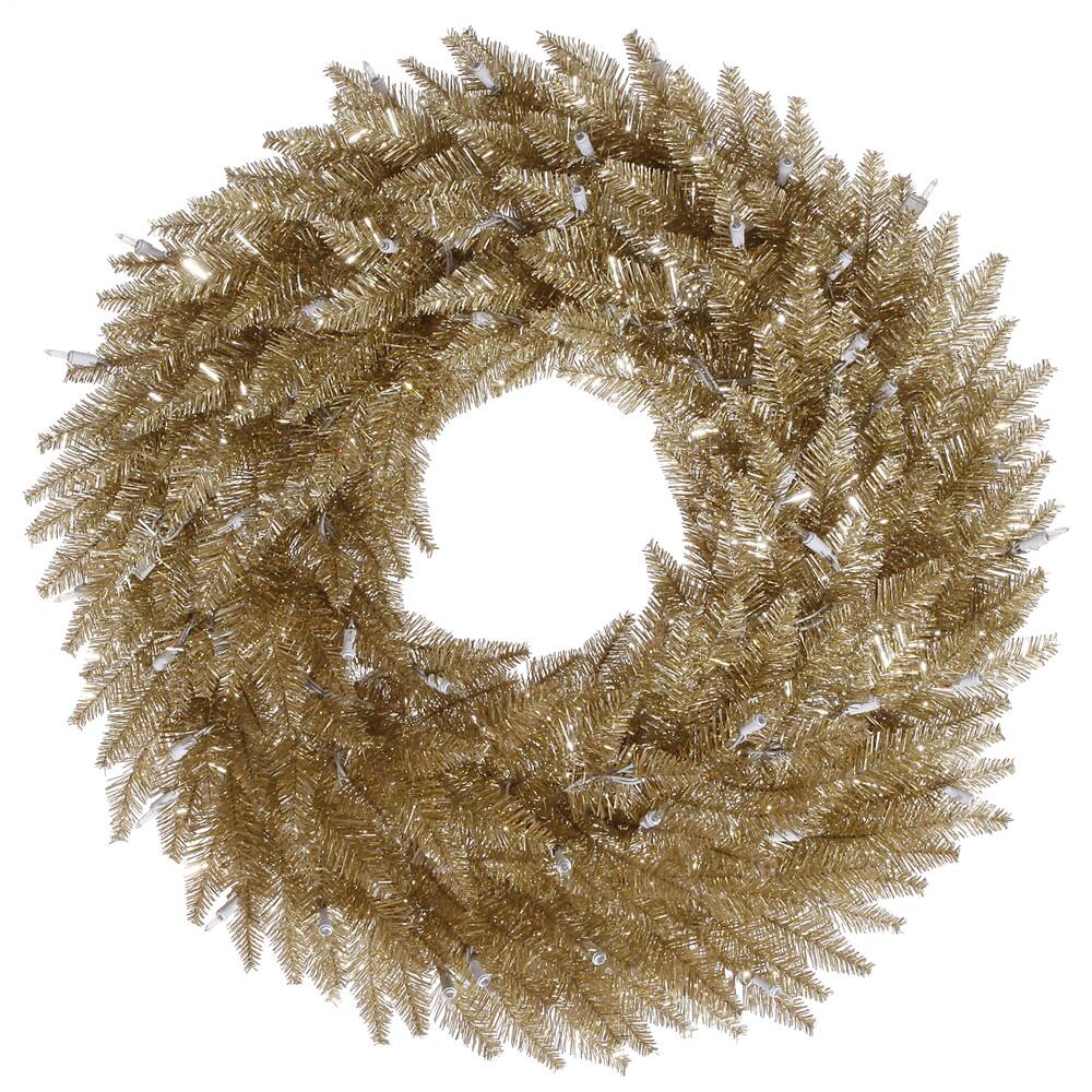 Front. Vickerman - Vickerman 24" Champagne Wreath 210 Tips - Champagne.