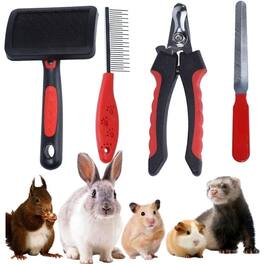 THIRSTY TURTLE - 4-Piece Pet Grooming Kit with Slicker Brush, Comb & Nail Clipper