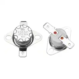 Unique Bargains - 2pcs KSD301 Thermostat 165°C/329°F 16A Normally Closed N.C Adjust Snap Disc Temperature Switch Ceramic - Silver
