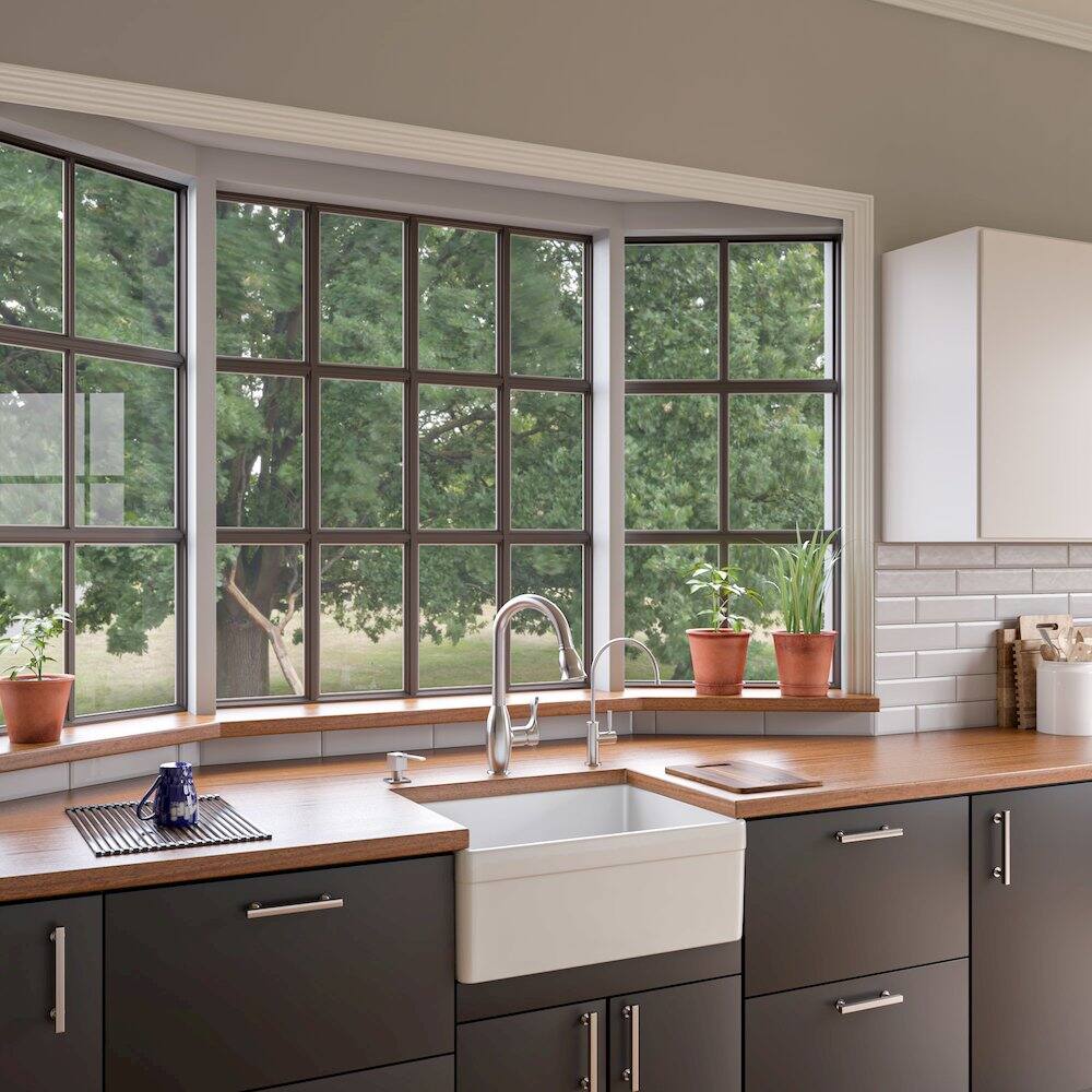 Alt View 1. Alfi - ALFI brand White 26 Decorative Lip Apron Single Bowl Fireclay Farmhouse Kitchen Sink - White.