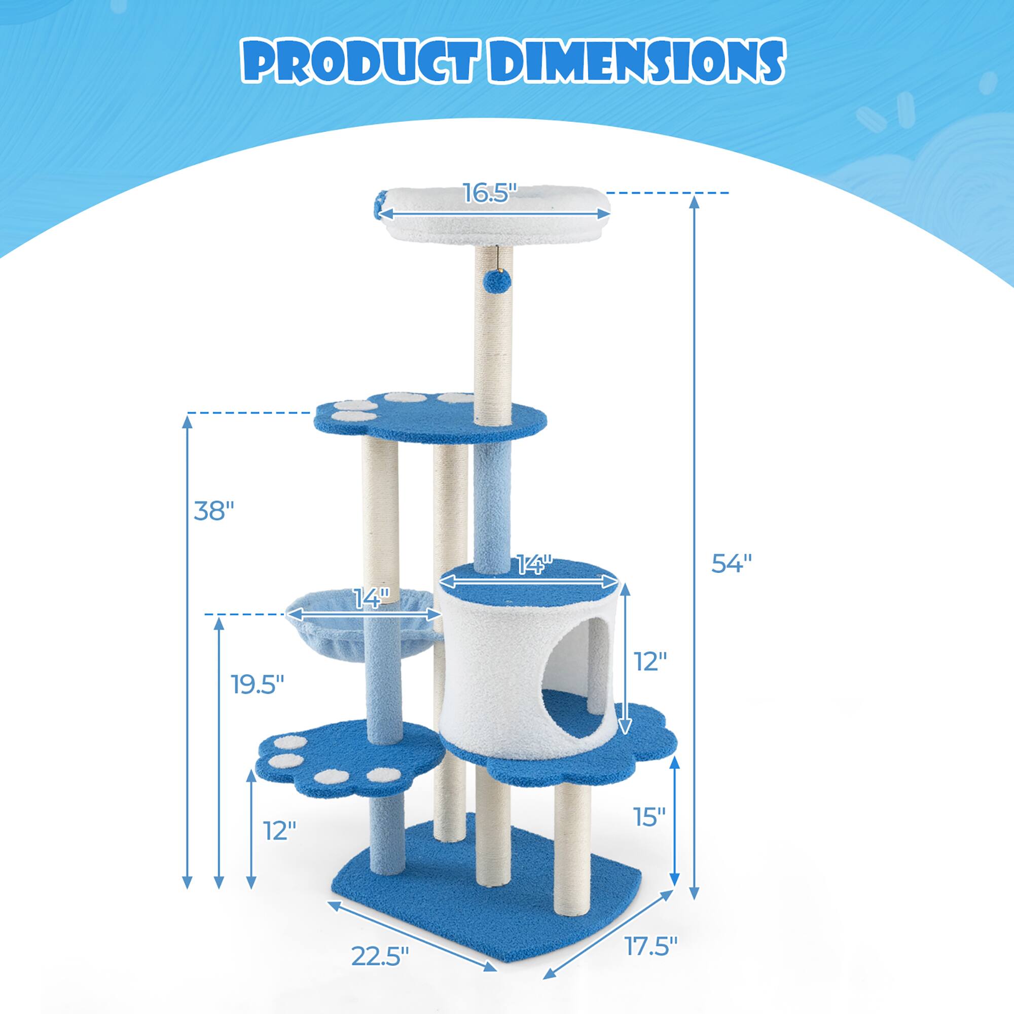 PRODUCT DIMENSIONS

- Width: 16.5"
- Height: 54"
- Depth: 14"
- Platform Diameter: 14"
- Base Diameter: 22.5"
- Step Height: 12"
- Step Width: 12"
- Platform Height: 15"
- Overall Height: 58"
- Bottom Platform Diameter: 17.5"
- Top Platform Diameter: 16.5"
- Middle Platform Diameter: 14"
- Bottom Step Height: 19.5"