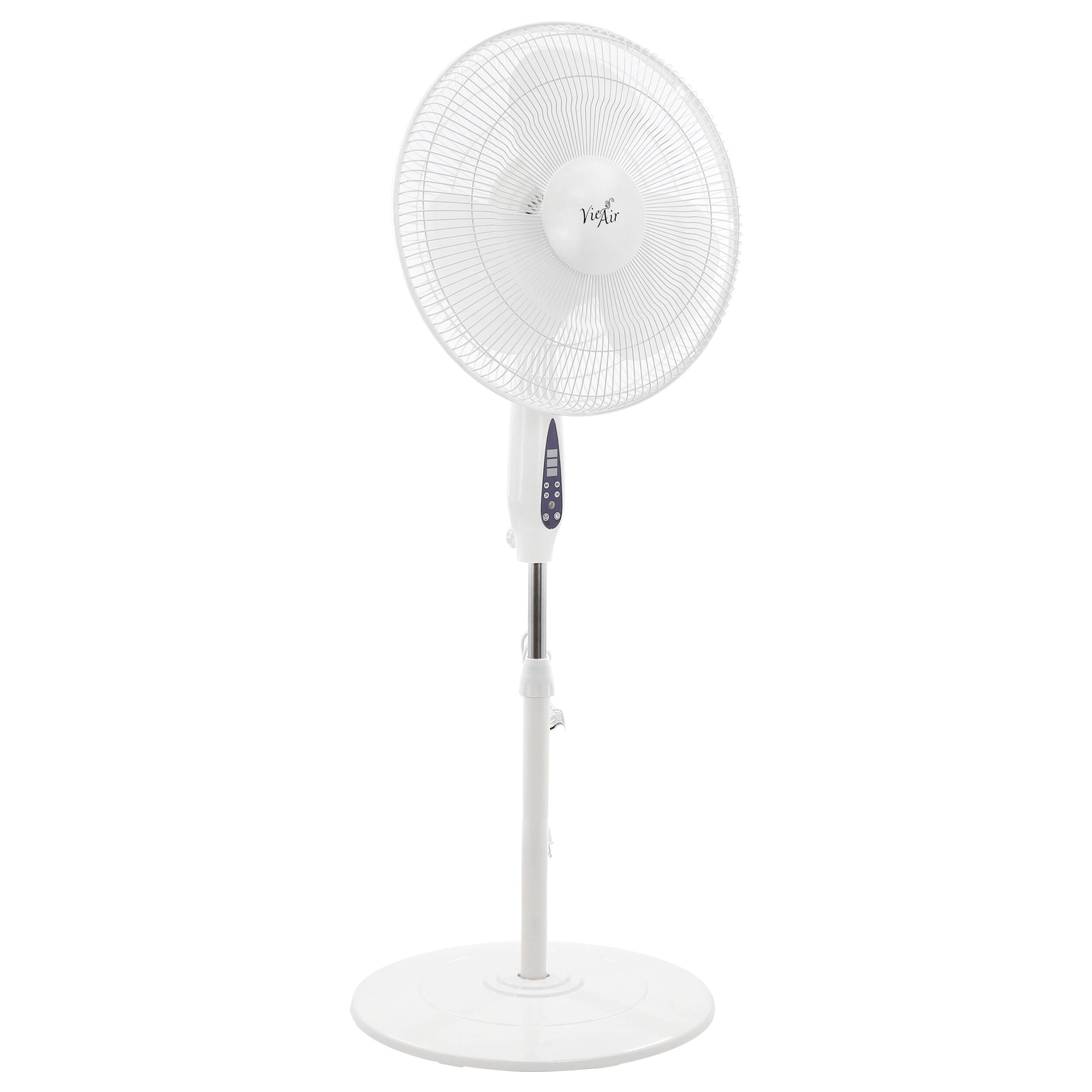 Alt View 7. VieAir - Vie Air 16 Inch 3 Speed Oscillating Stand Fan with Remote Control in White - White.
