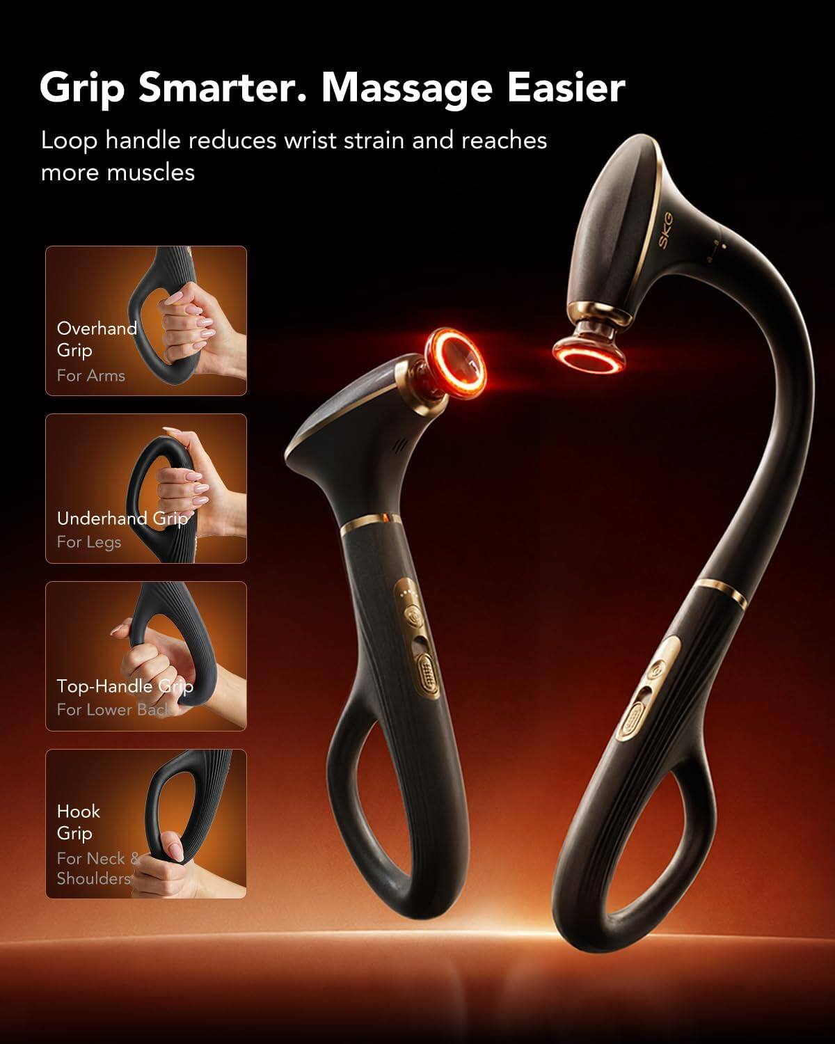 SKG DS300 Heated Massage Gun with Convertible Long Handle Black - Best Buy