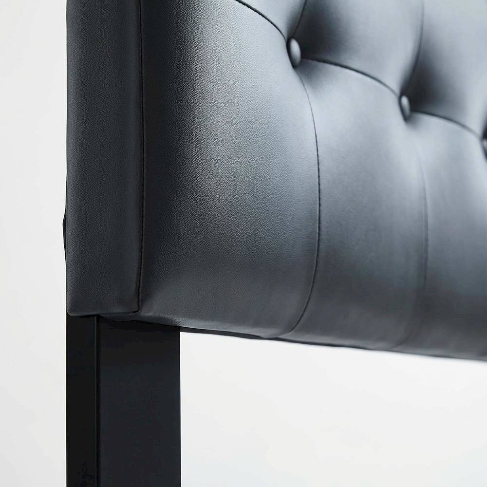 Alt View 1. FurniFact - Upholstered Vinyl King Headboard with Durable Frame and Elegant Design - Black.