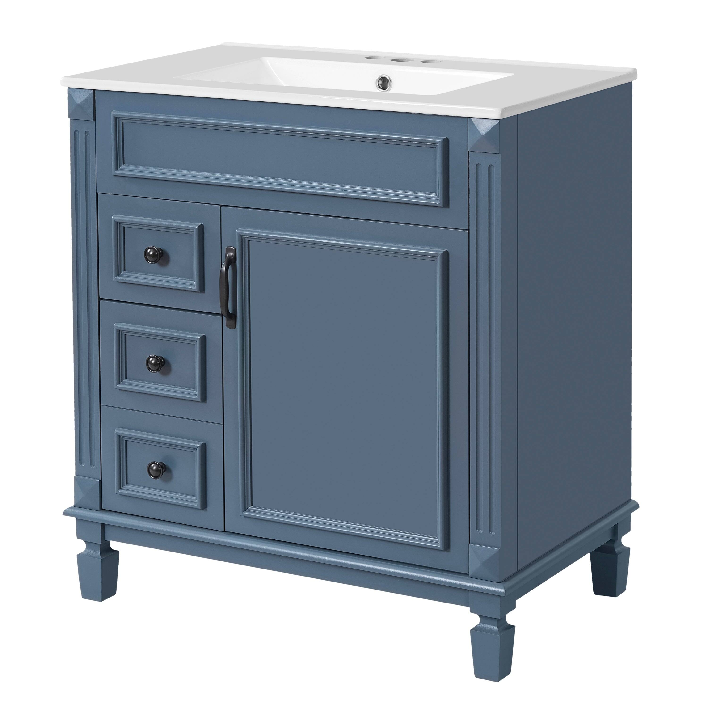 Alt View 10. Boyel Living - 30 Inch Bathroom Vanity with Ceramic Sink and Storage Cabinet Blue - Blue.