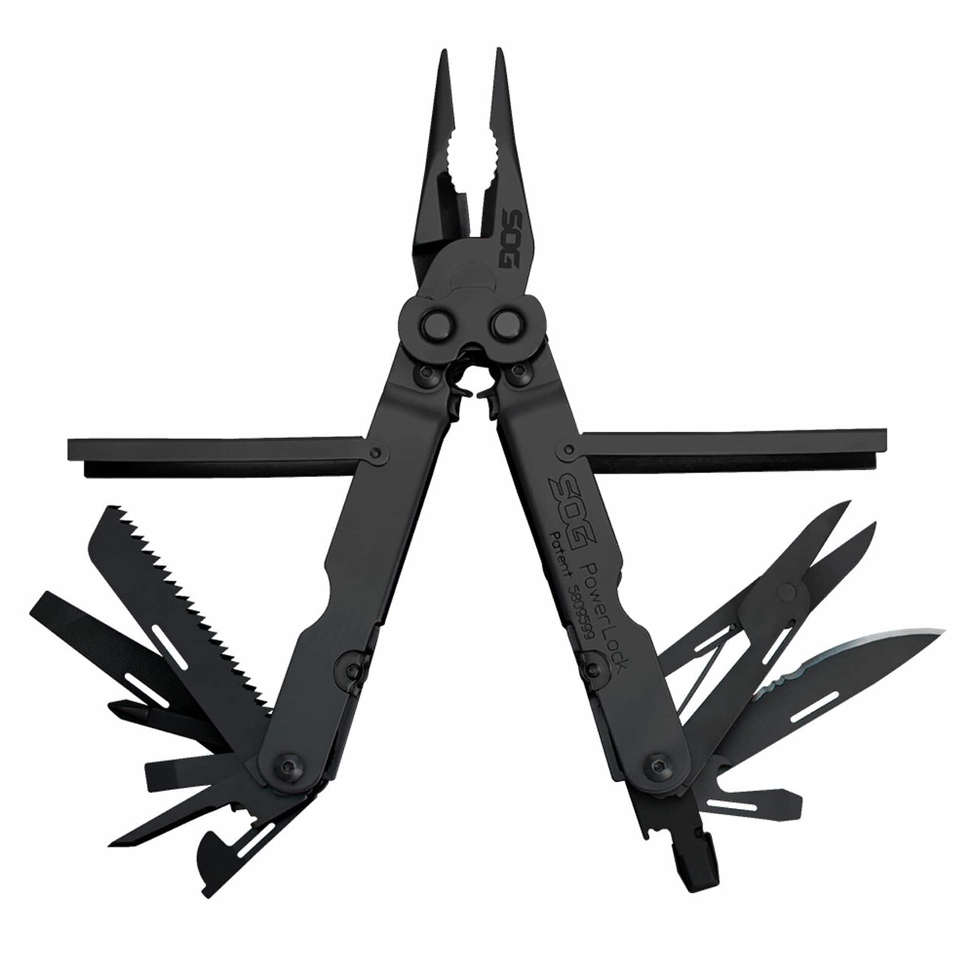 SOG - PowerLock Stainless Steel Folding Knife 18 Tool Multi Tool Pliers - Black