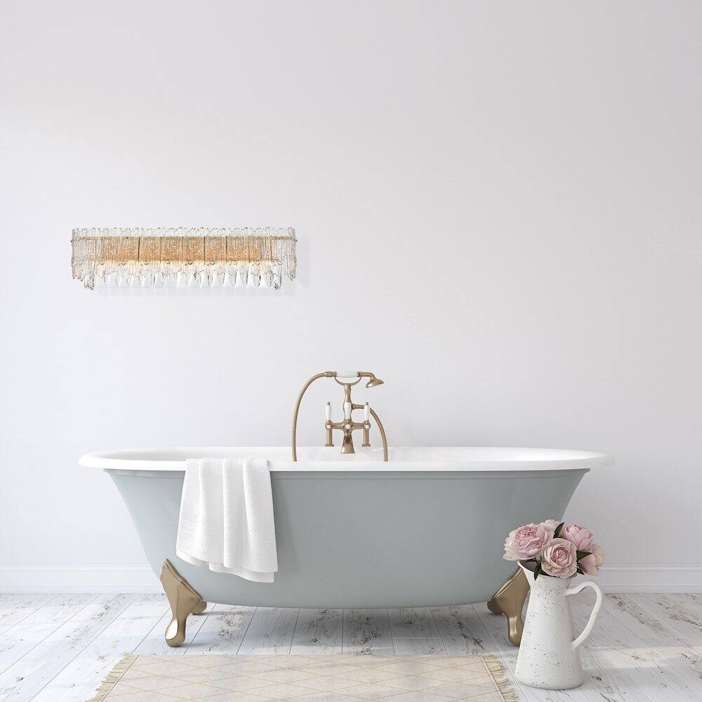 Alt View 5. Elegant Lighting - Emilia 27 inch Wall Sconce in Satin Gold - Satin Gold And Clear.