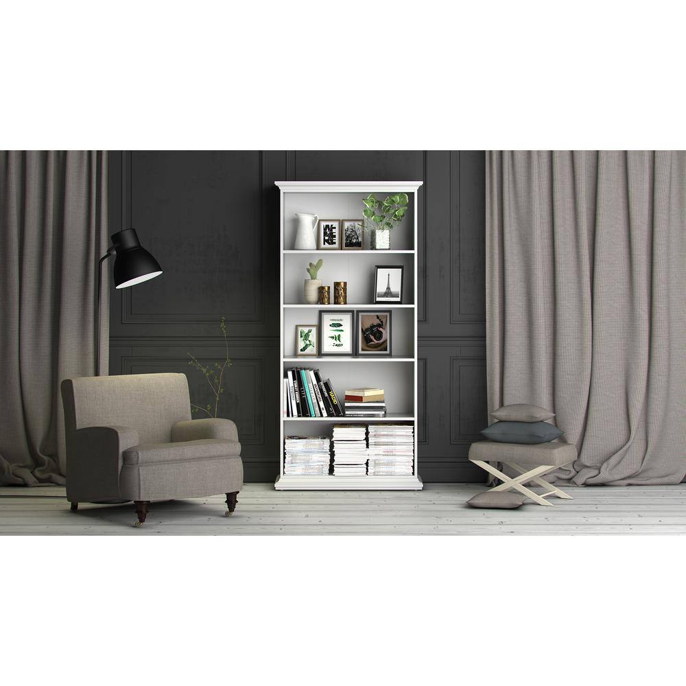 Left. Tvilum - Tall Wide 5 Shelf Bookcase - White.