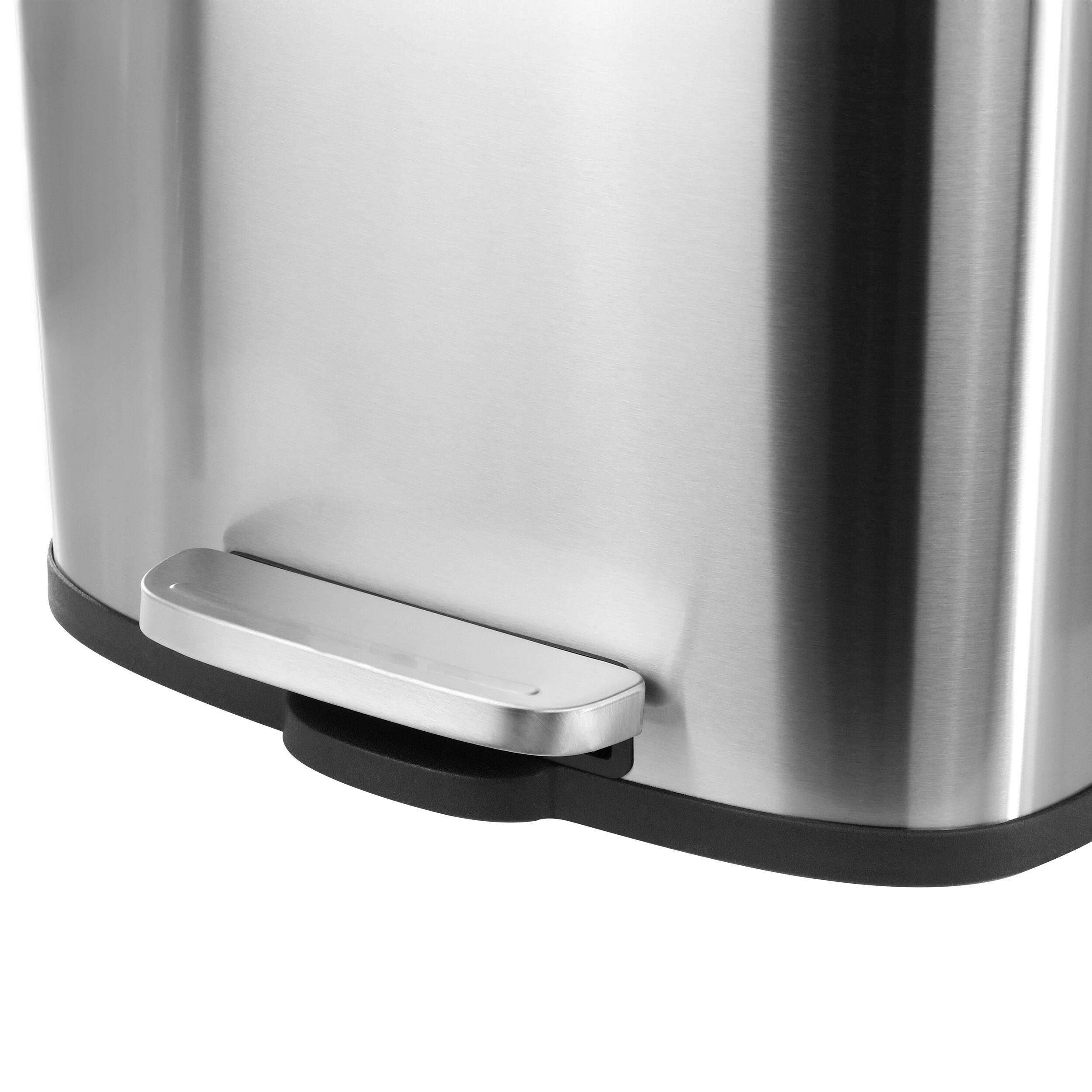 Alt View 1. Elama - Elama Dual 8 Gallon 30 Liter Rectangular Stainless Steel Twin Step Trash Bins Slow Close in Matte Silver - Silver.