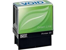 2000 Plus - Green Line Void Rectangle Pre-Inked Stamp, Ink, 1 1/2" x 9/16" - Blue