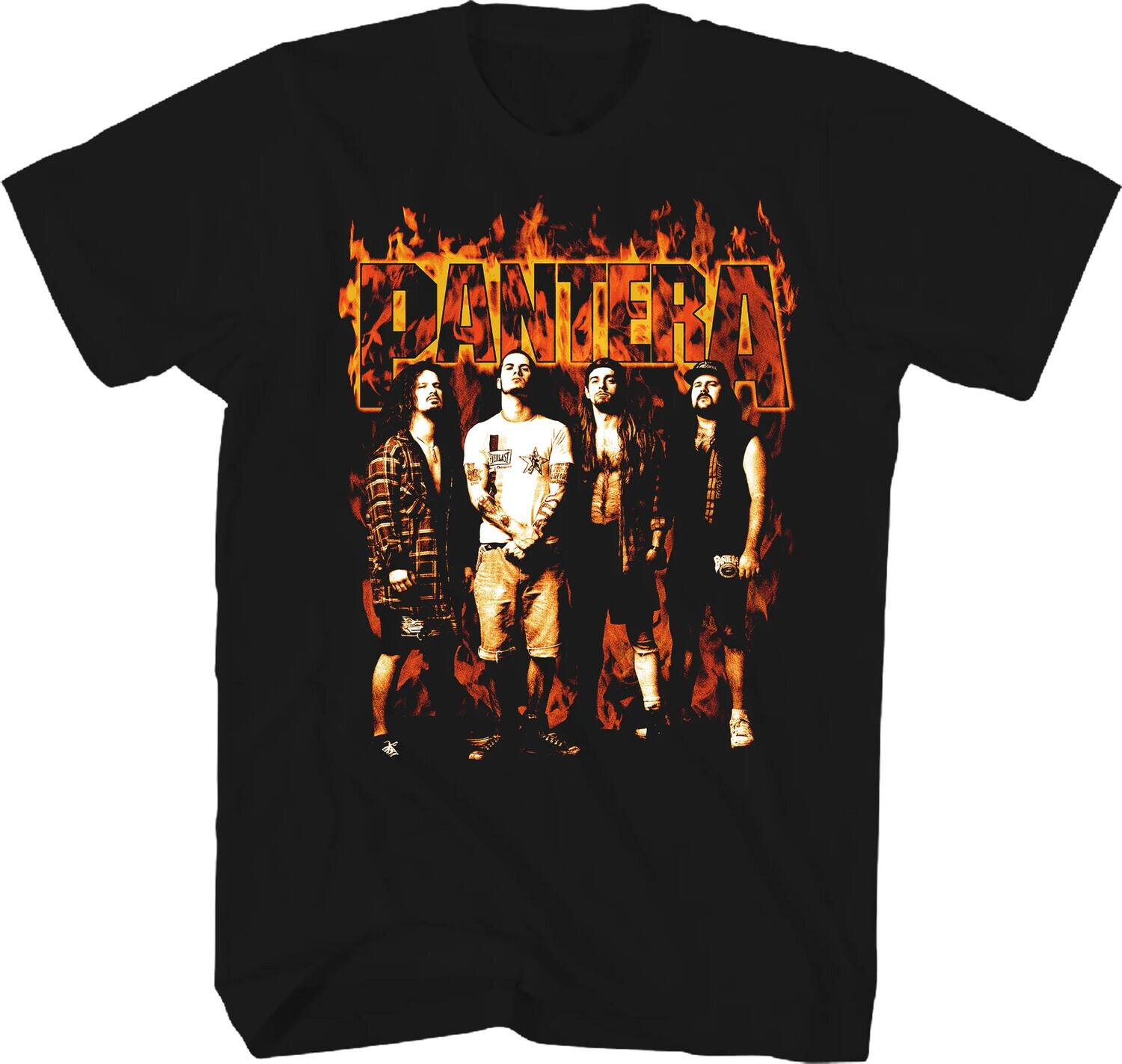 PopMarket - Pantera - Pantera - Flames Band Photo T-Shirt - Small Black 31512050A1 - APPAREL - Multicolor
