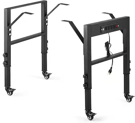 Front. TinyHomie - Workbench Frame Height Adjustable 28.5 to 33.8in Set of 4 Metal Wheels Heavy Duty Industrial DIY Furniture Legs - Black.