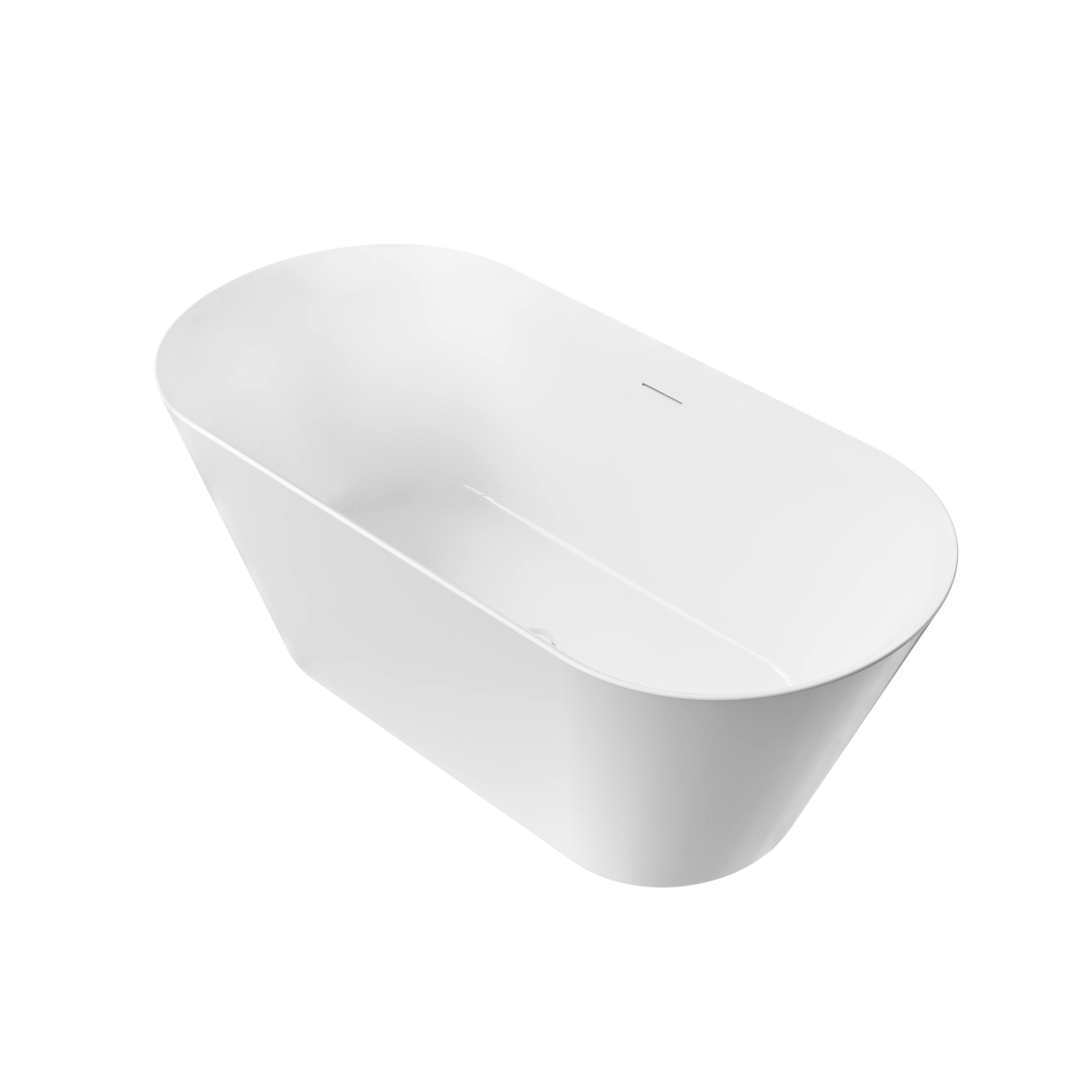 Alt View 8. WELLFOR - Sable 60 in. Acrylic Flatbottom Double Ended Freestanding Soaking  Bathtub with Drain and Overflow - White.