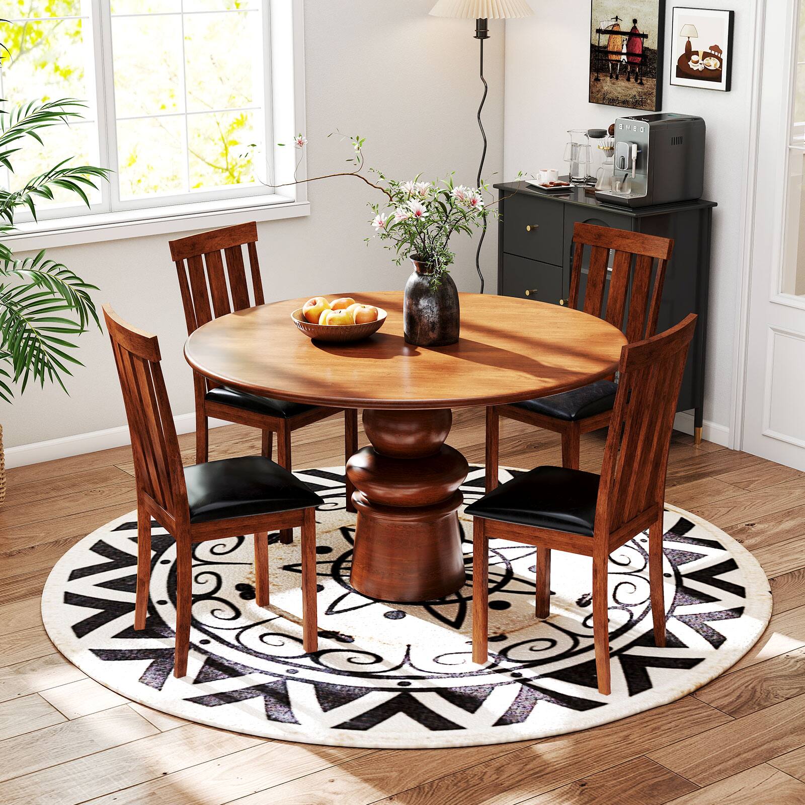 Alt View 3. Gymax - Gymax Dining Chairs Set of 4 Dining Room Chairs w/ PU Leather Upholstered Seat - Brown.