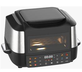 WHALL - 7L Air Fryer Grill - 12-in-1 Digital Multi-Function Air Fryer with Smart Protein Grill, Visual Window & Removable - Black & Stainless Steel