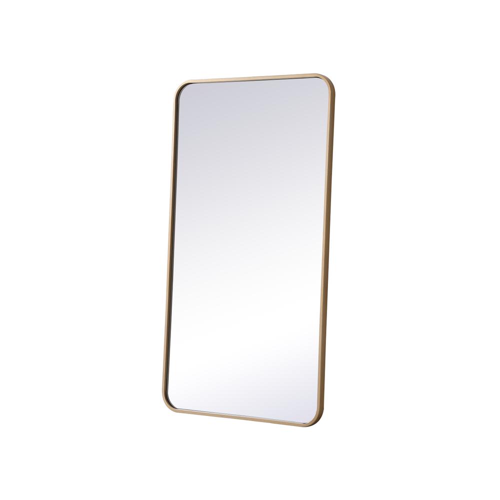Left. Elegant Decor - Soft corner metal rectangular mirror 22x40 inch in Brass - Brass.