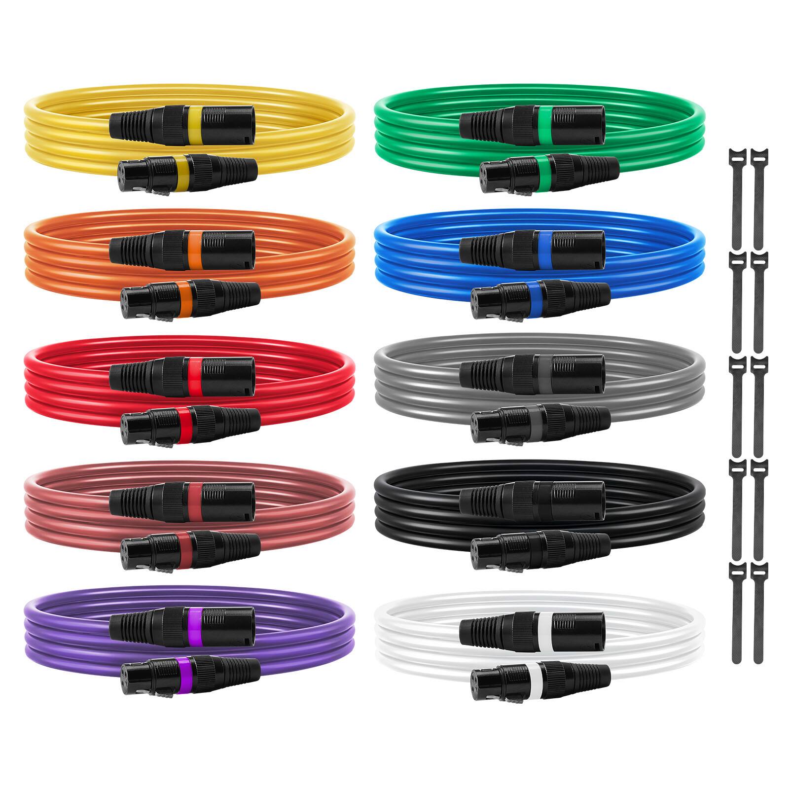 Alt View 4. VEVOR - XLR Cable 6.5 ft, 10 Pack, Shielded Balanced DMX Male to Female Microphone Cables, 3-Pin XLR Mic Speaker Cord Wire - Colorful.