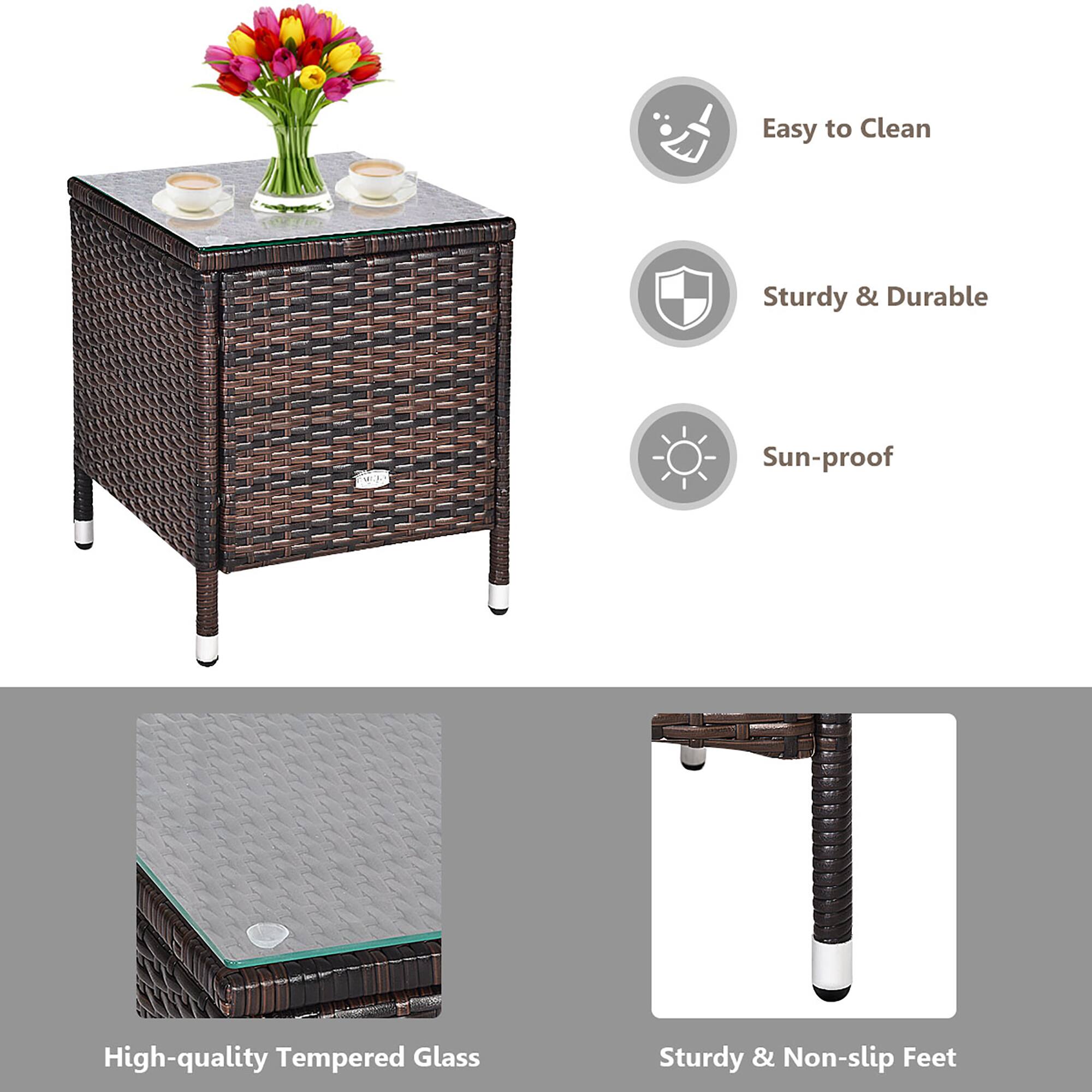 Easy to Clean, Sturdy & Durable, Sun-proof, High-quality Tempered Glass, Sturdy & Non-slip Feet.