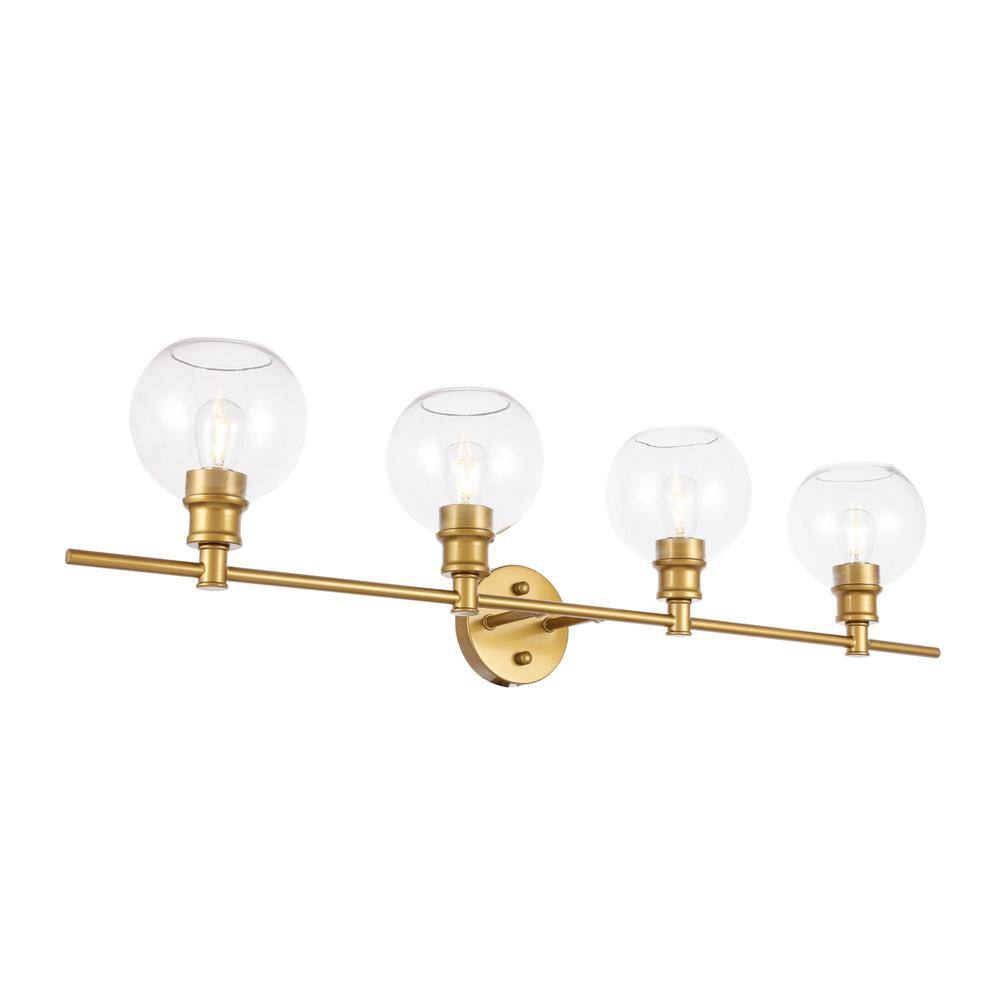 Alt View 6. Living District - Collier 4 light Brass and Clear glass Wall sconce - Brass And Clear Glass.