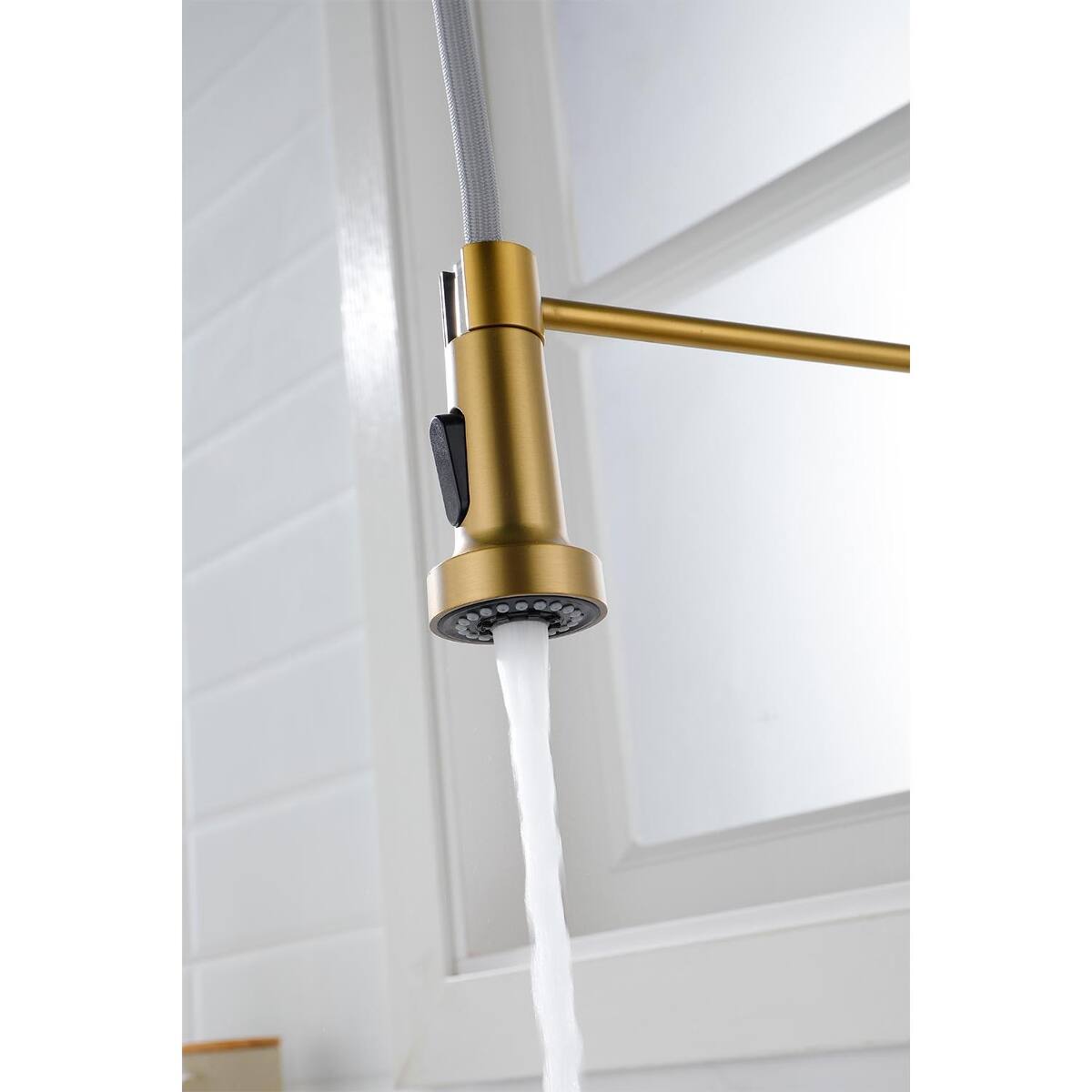 Alt View 4. Ropilly - Ropilly Pull Down Kitchen Faucet, Brushed Gold Single Handle Spring Kitchen Faucet for Kitchen Sink - Brushed Gold.