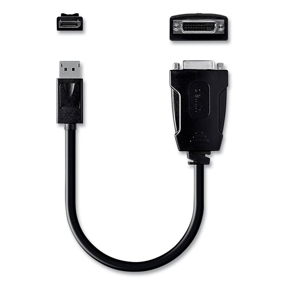 Left. Belkin - DisplayPort to DVI Adapter, M/F, 1080p - DisplayPort/DVI Video Cable Adapter for Video Device, Computer, Monitor, Projec - Possibly Black.