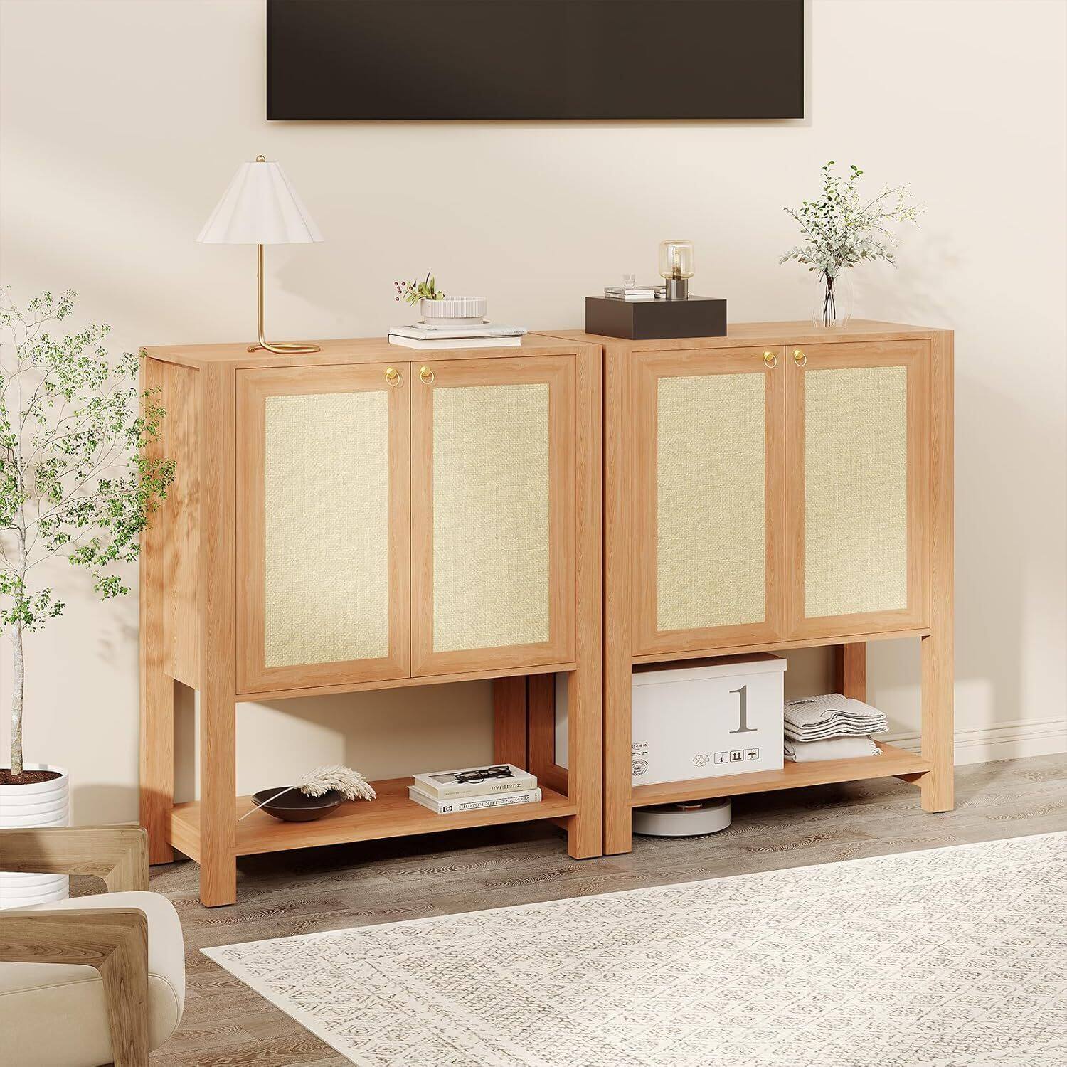 Alt View 1. GARVEE - Rattan Shoe Cabinet for Entryway, 5-Tier Farmhouse Organizer Rack Narrow Shoe Storage Cabinet, Dark Oak - Dark Oak.