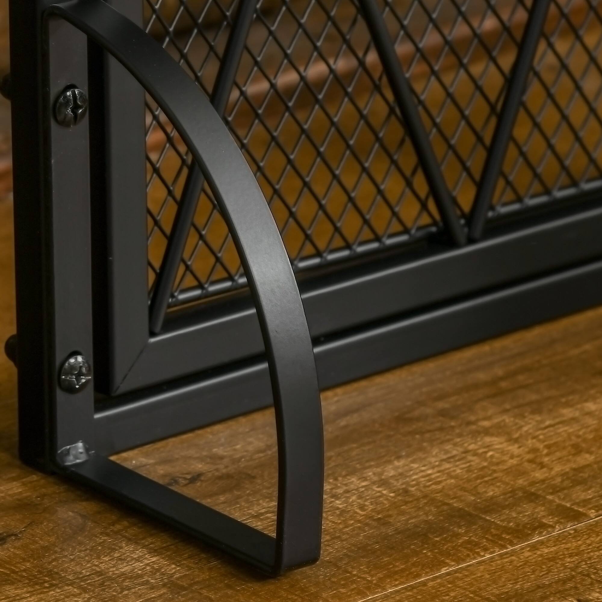 Alt View 7. Homcom - Folding Fireplace Screen for Wood Burning with Double Doors, Home Heavy Duty Steel Fire Spark Guard - Black.
