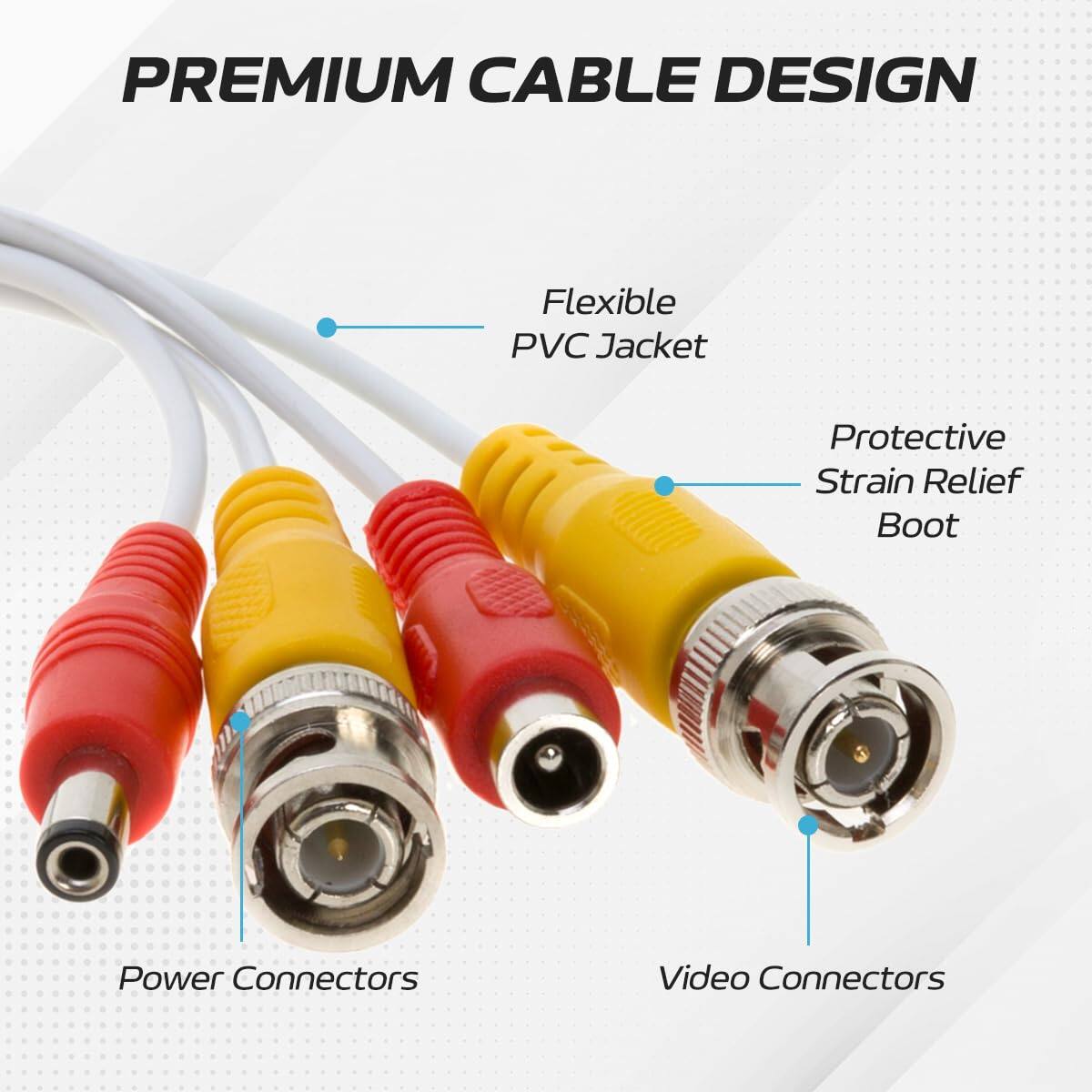 PREMIUM CABLE DESIGN

- Flexible PVC Jacket
- Protective Strain Relief Boot
- Power Connectors
- Video Connectors