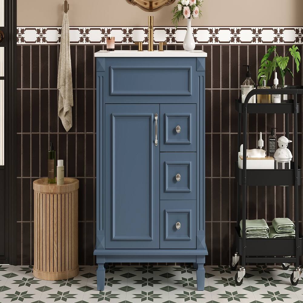 Alt View 6. Loheer - Loheer 24 inch bathroom vanity with sink Blue Small Bathroom Vanity Solid Wood Frame - Blue.
