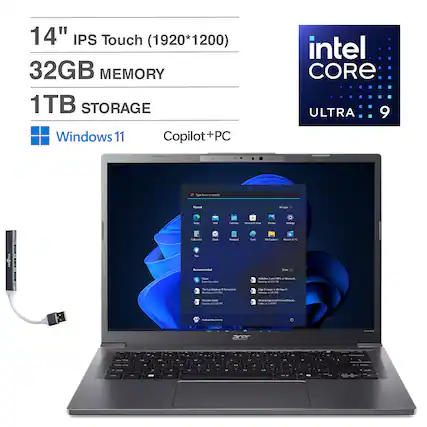 14" IPS Touch (1920*1200)
32GB MEMORY
1TB STORAGE
Windows 11
Copilot+PC
intel CORE ULTRA 9