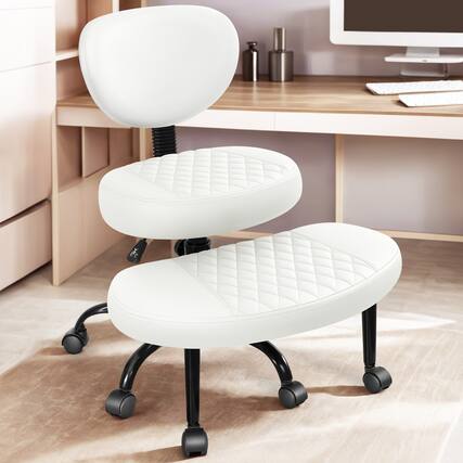 Front. Brick Attic - Cross Legged Chair Ergonomic ADHD Office Chair Height Adjustable Yoga Chair with Lumbar Support Kneeling Chair White - White.