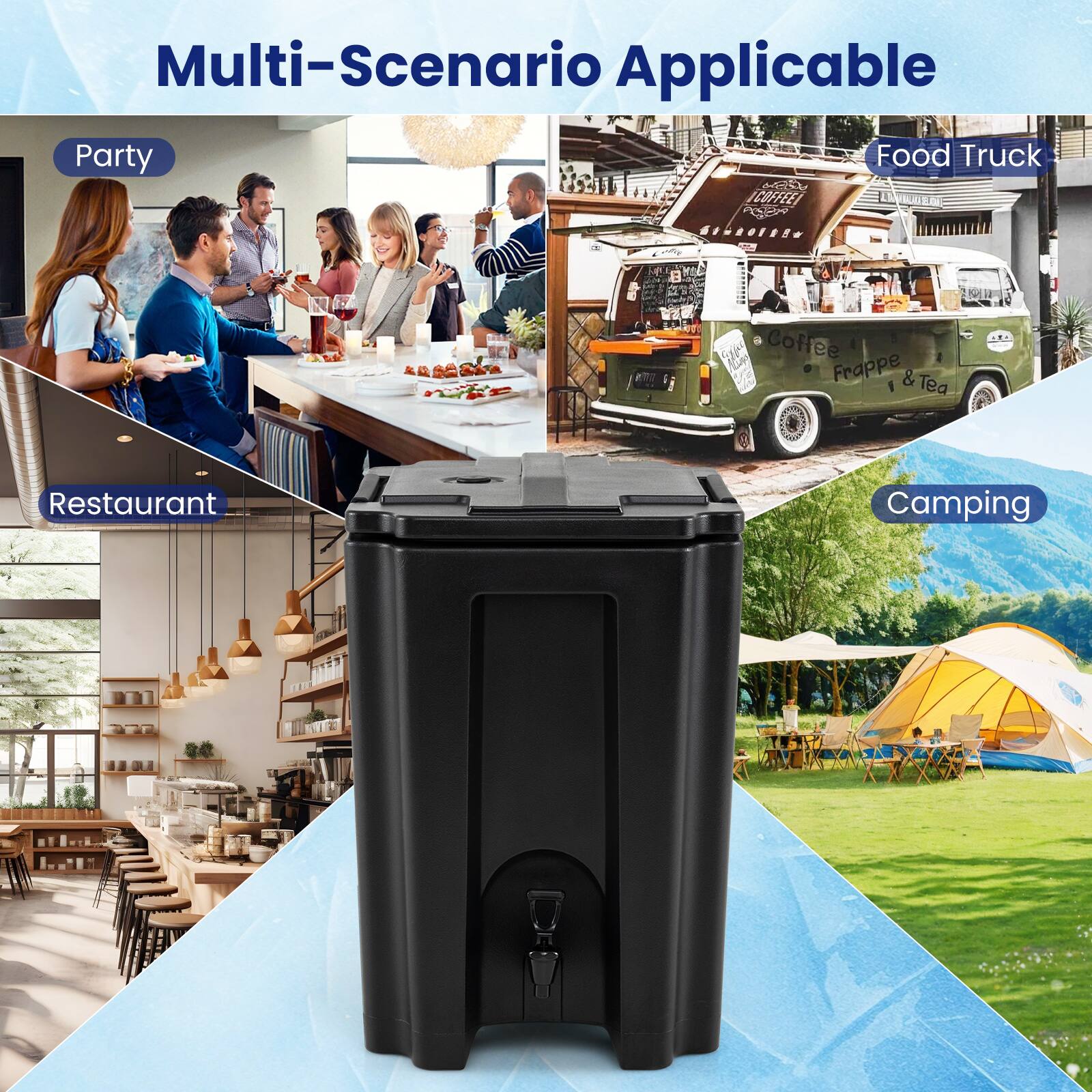 Multi-Scenario Applicable

- Party
- Restaurant
- Food Truck
- Camping

Coffee Frappe & Tea