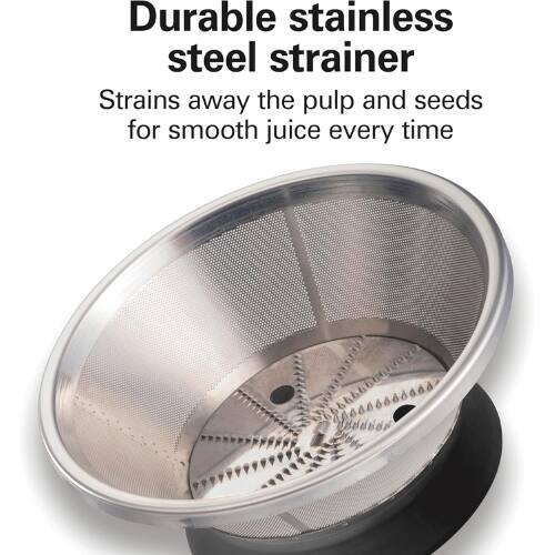 Durable stainless steel strainer  
Strains away the pulp and seeds for smooth juice every time