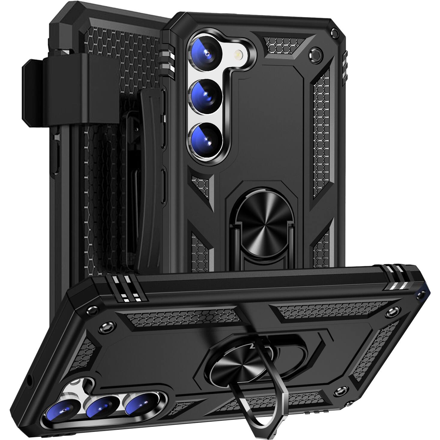 Alt View 12. SaharaCase - Military Kickstand Series with Belt Clip Case for Samsung Galaxy S23 - Black.