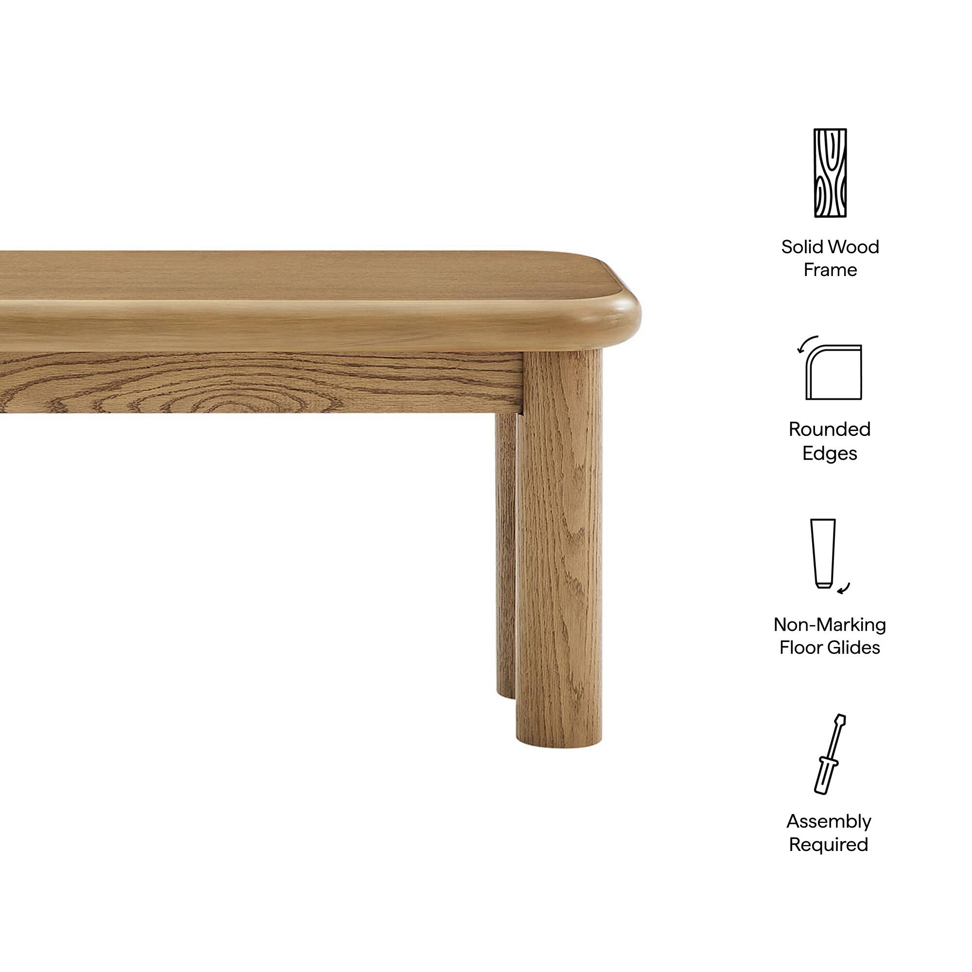 Solid Wood Frame  
Rounded Edges  
Non-Marking Floor Glides  
Assembly Required