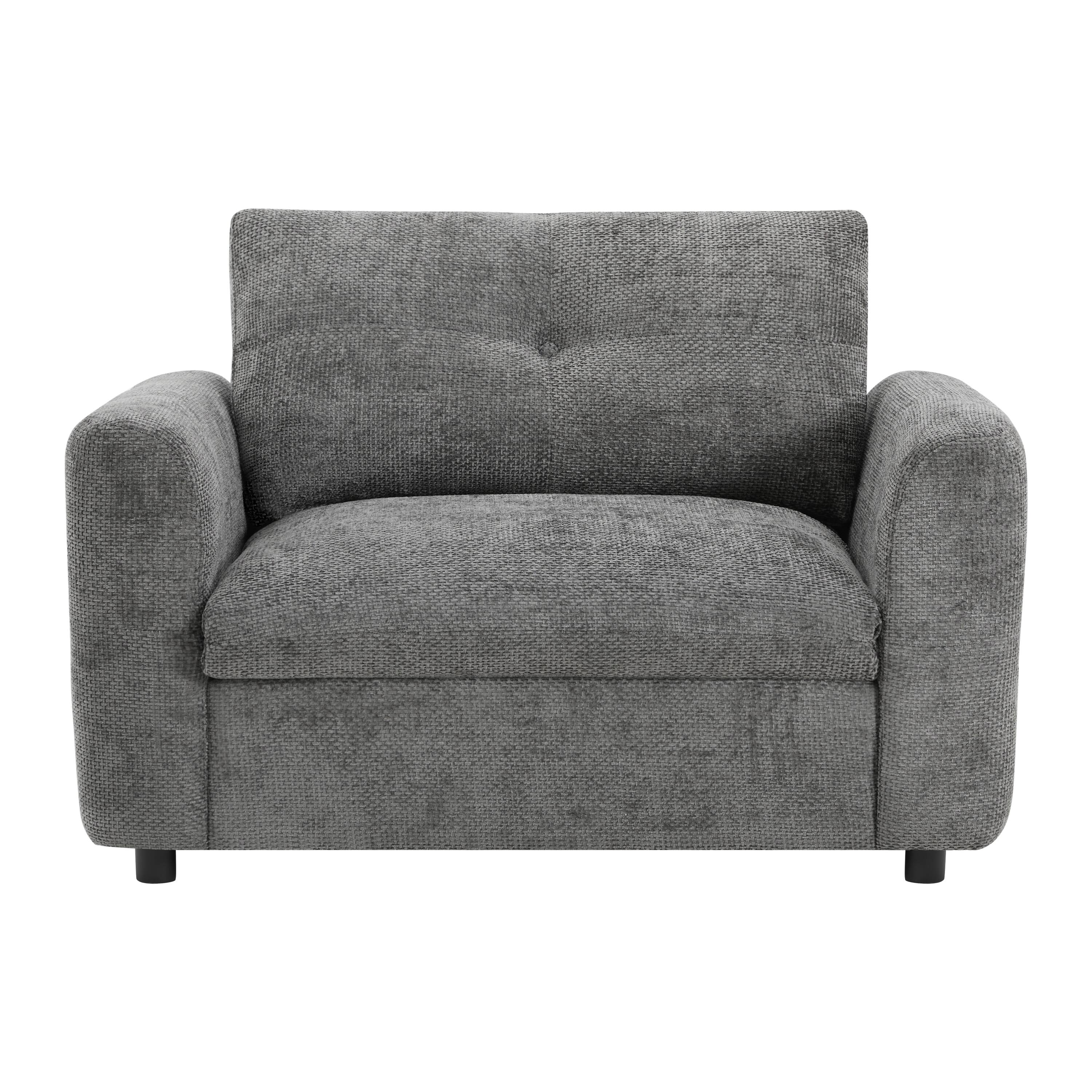 Alt View 7. Tiramisubest - Chenille Single Sofa,Armchair with Wide Seat,Dual-port Charger,Pull-line Tufted Design & High-density Foam,Grey - Gray.
