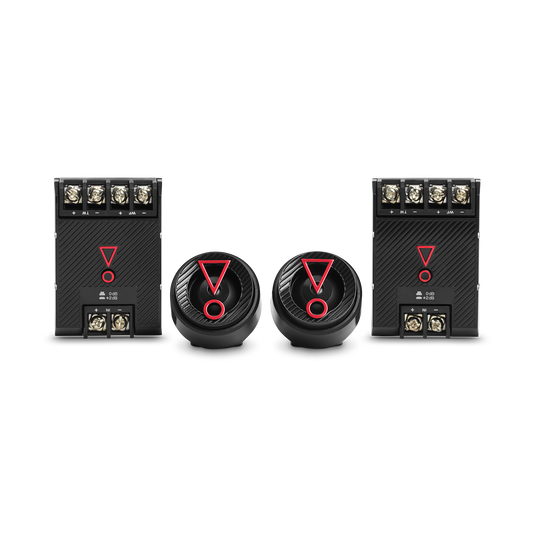 Left. JBL - JBL STAGE3607CFAM 6-1/2" Two-way car audio component system w/crossover   No GRILL - Black.