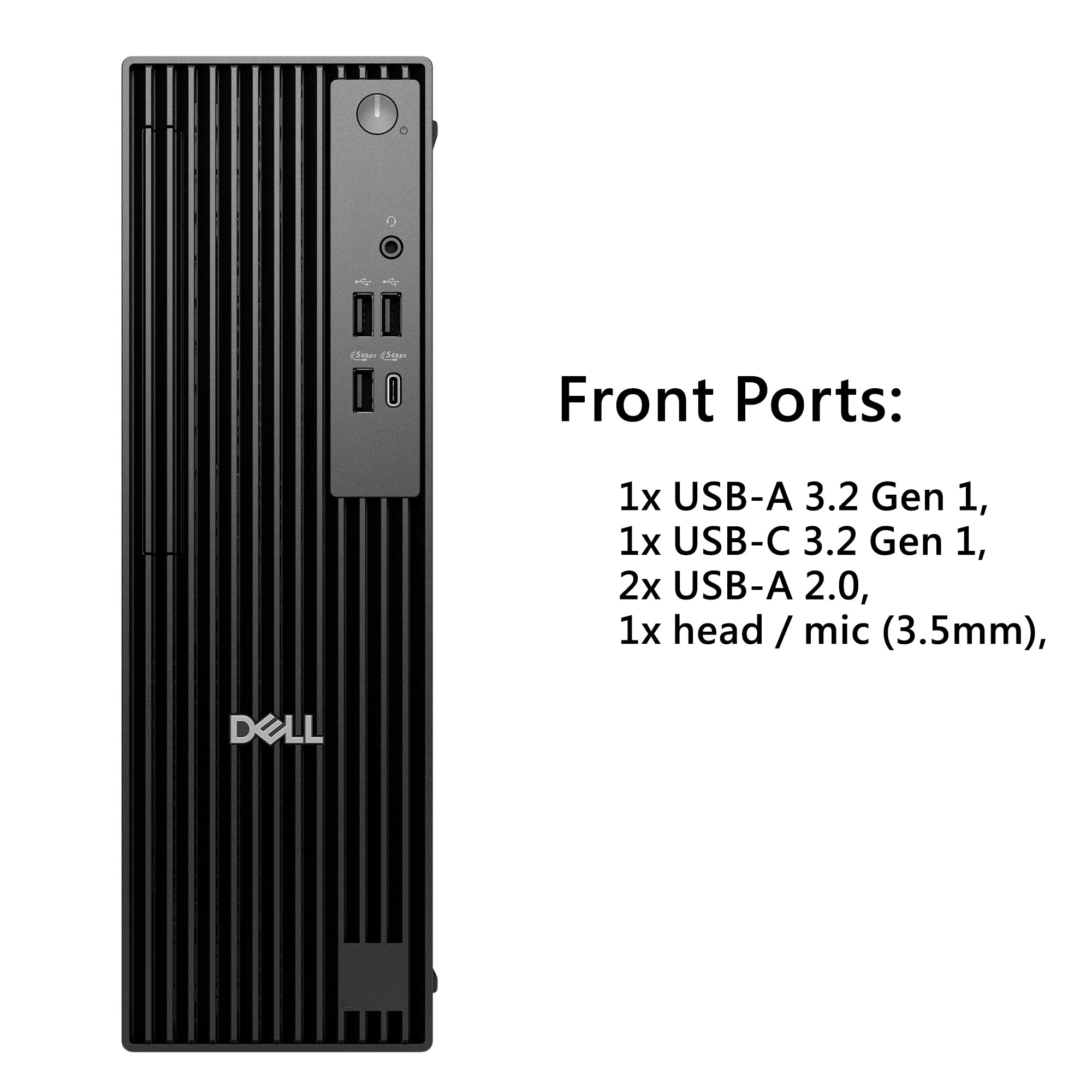 Front Ports:
1x USB-A 3.2 Gen 1,
1x USB-C 3.2 Gen 1,
2x USB-A 2.0,
1x head / mic (3.5mm),