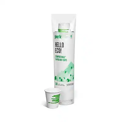 Perk Hello Eco! Compostable Paper Hot Cups 50