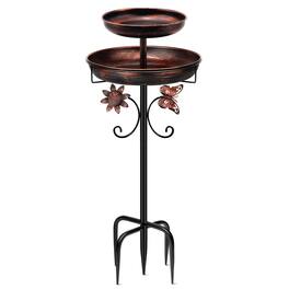 Dazzed Corner - 42" Tall Freestanding Bird Bath for Outdoors, Double Metal Bird Bath Feeder Bowls for Garden Patio Yard Lawn Decor - Antique Bronze
