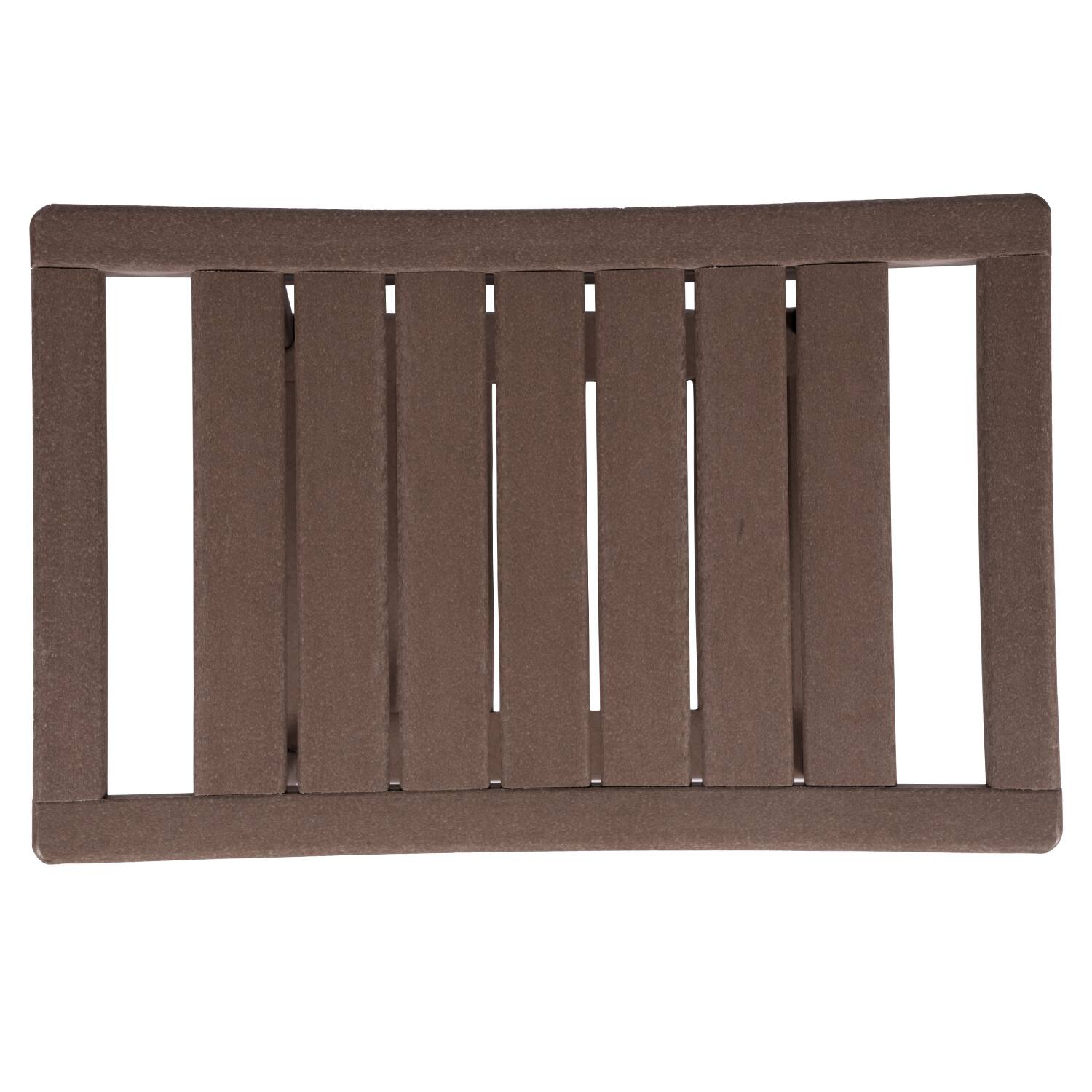 Back. FODINGHILL - HDPE Shower Bench with Storage & Handles, Indoor Outdoor Use - Dark Brown.