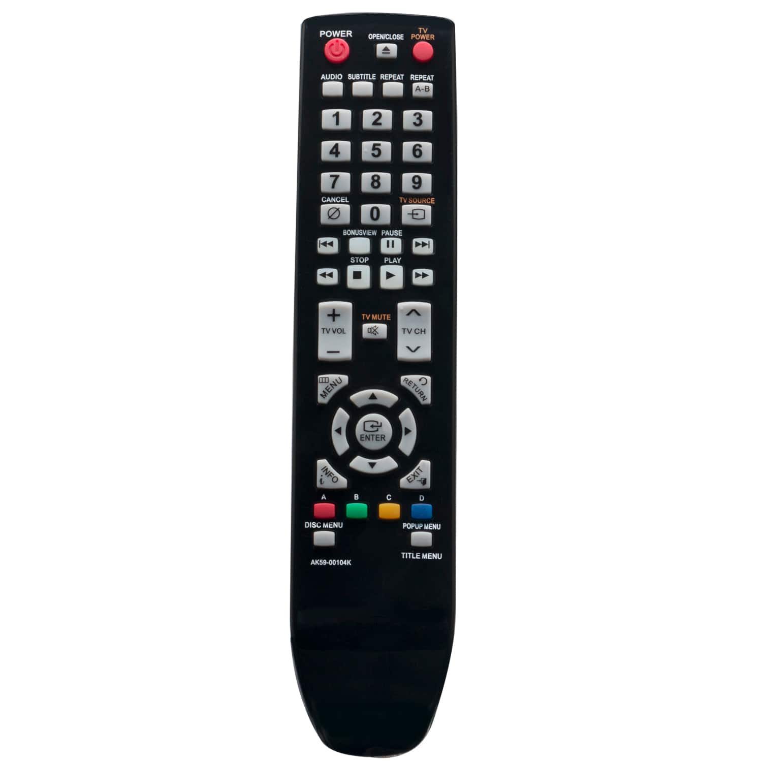 VINABTY - New AK59-00104K Replaced Remote Control Fits for Samsung Blu-ray DVD Player BD-P3600 BD-P1590 BD-P1600/XAA BD-P1590C - Black