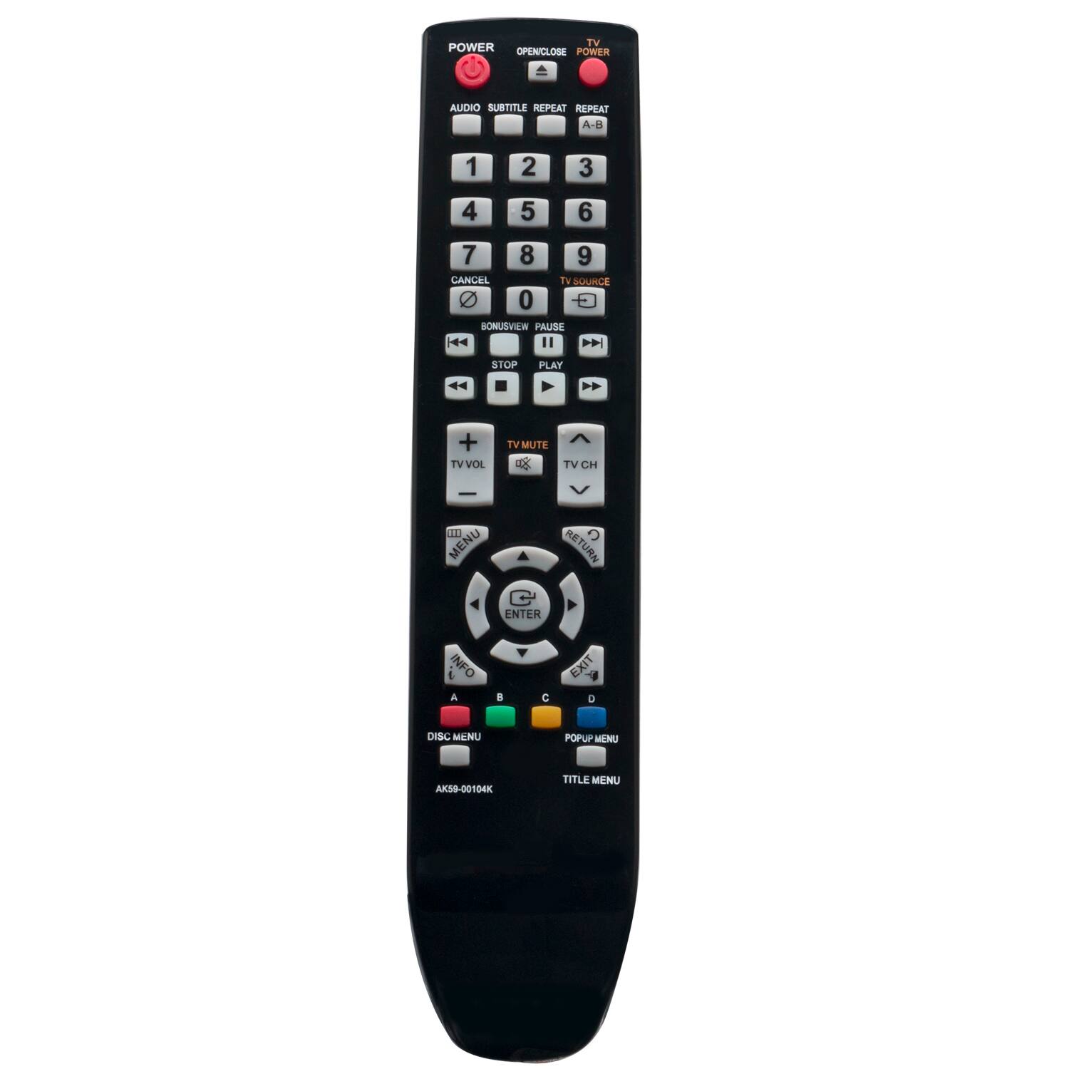 VINABTY - New AK59-00104K Replaced Remote Control Fits for Samsung Blu-ray DVD Player BD-P3600 BD-P1590 BD-P1600/XAA BD-P1590C - Black