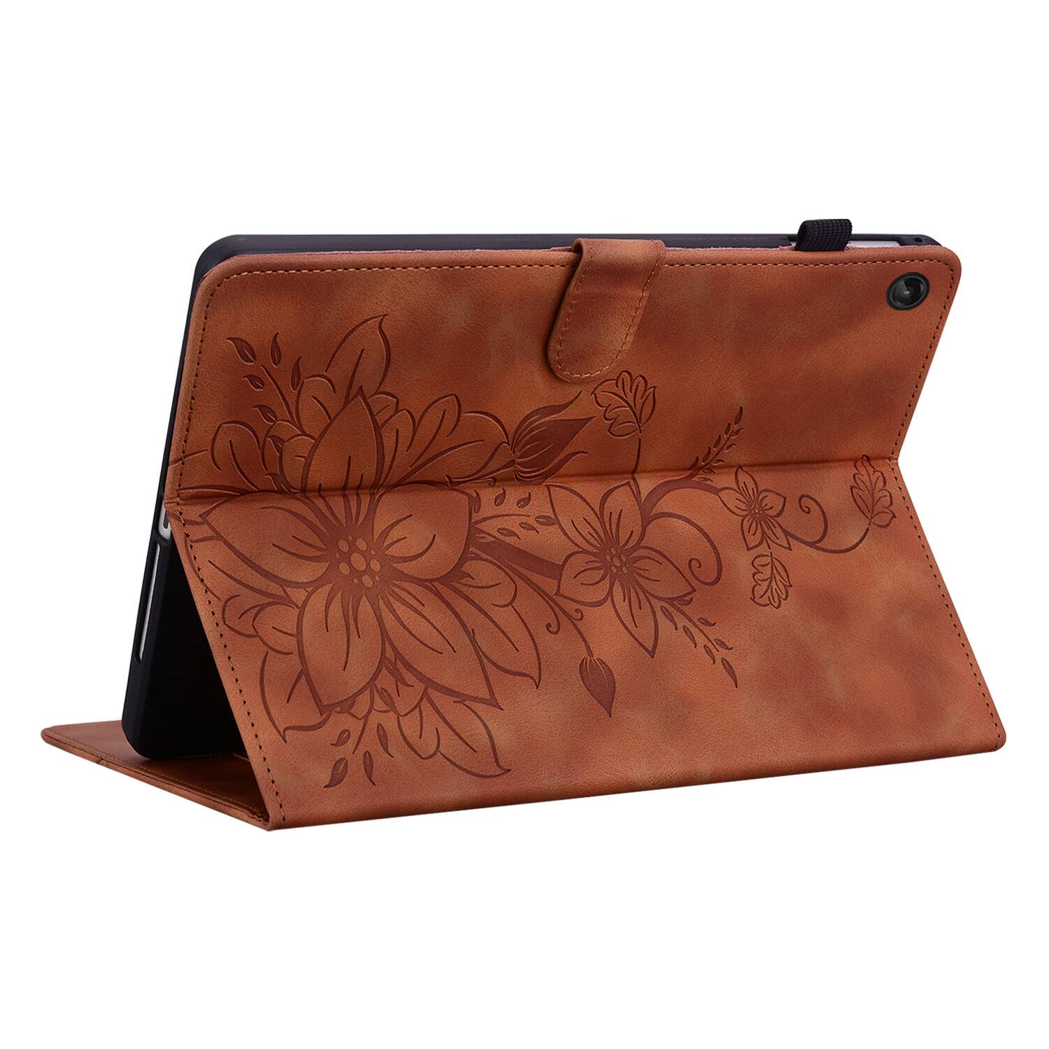 Alt View 1. Dteck - Case for Lenovo Tab M10 Plus (3rd Gen) 10.6-inch 2022 with Card Holder Kickstand,Embossed Pattern PU Leather Flip Cover - Brown.