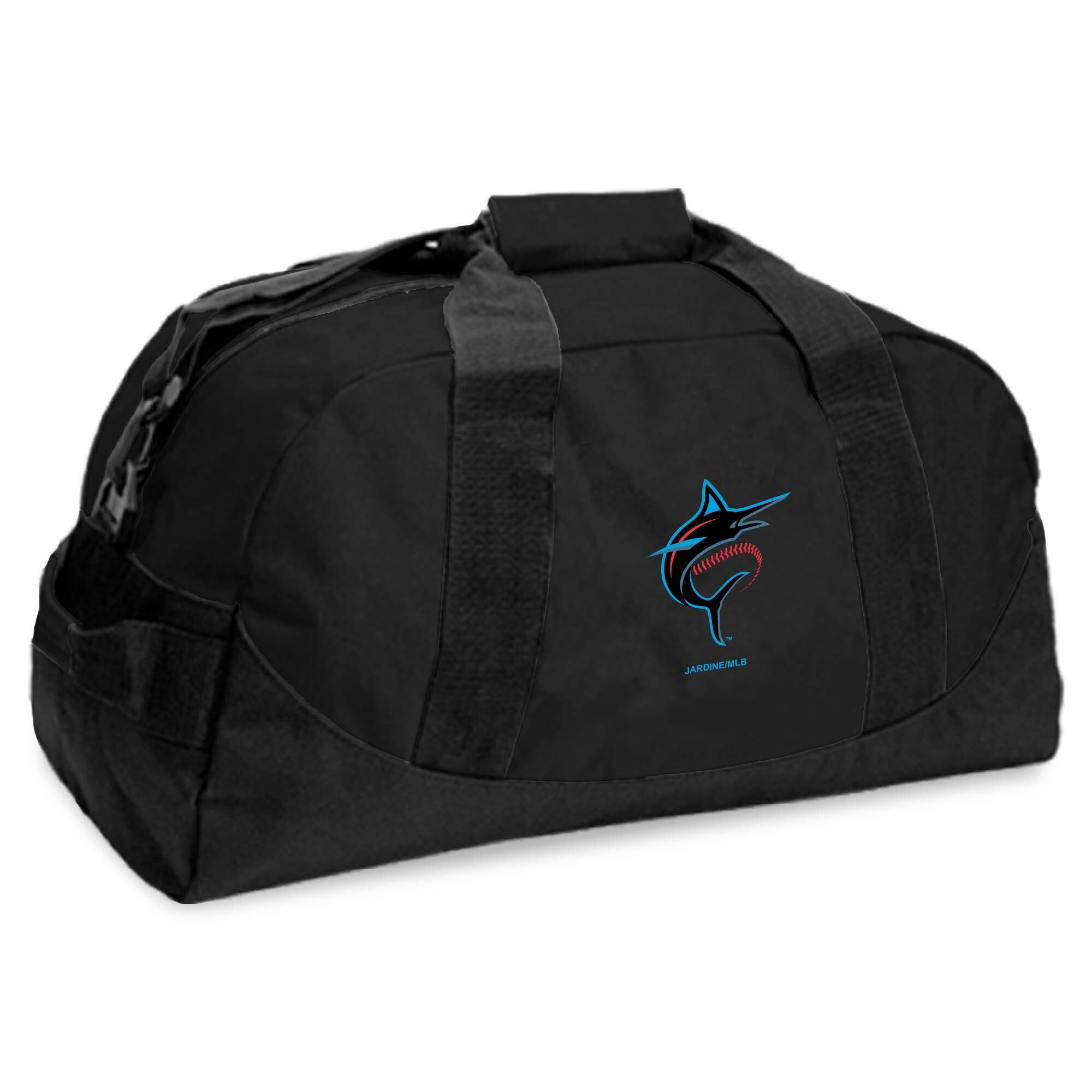 Front. Jardine - Miami Marlins Dome Duffel Bag - Black.