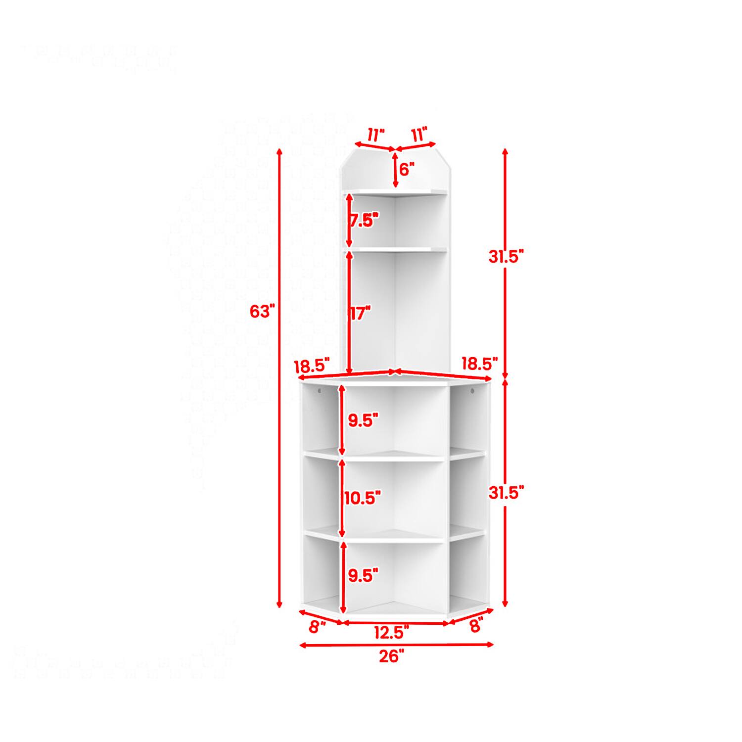 11"  
11"  
"at 6"  
7.5"  
.5"  
31.5"  
63"  
17"  
18.5"  
18.5"  
9.5"  
10.5"  
31.5"  
9.5"  
8"  
12.5"  
26"  
8"