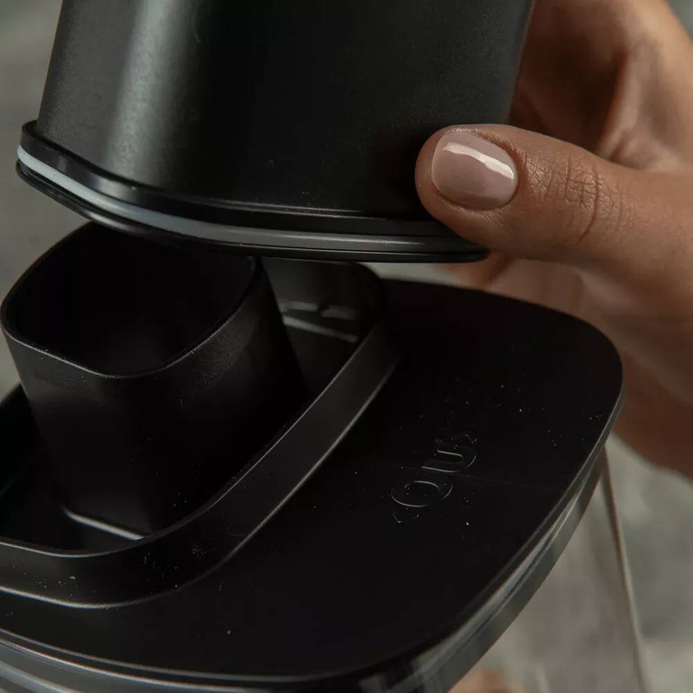 Alt View 1. OU - 4 Cup Clear Airtight Food Storage Container with Measuring Cup for Sugar, Coffee & Dry Food - Black.