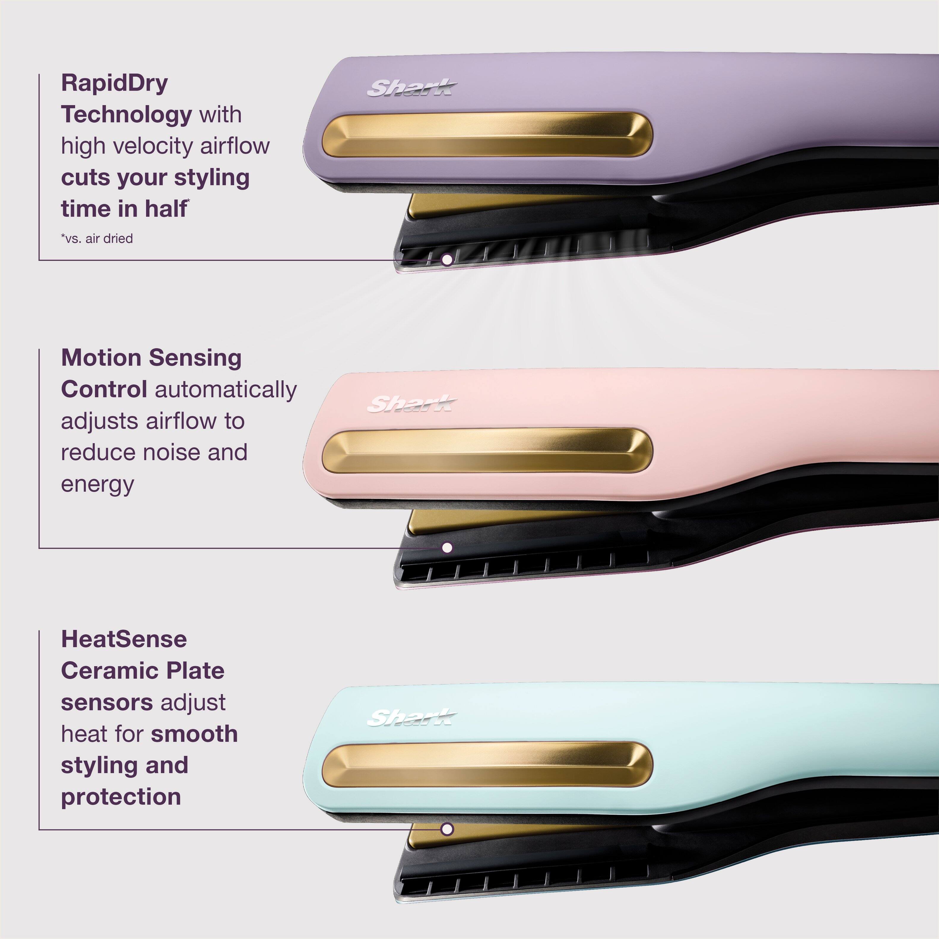 RapidDry Technology with high velocity airflow cuts your styling time in half  
*vs. air dried  

Motion Sensing Control automatically adjusts airflow to reduce noise and energy  

HeatSense Ceramic Plate sensors adjust heat for smooth styling and protection