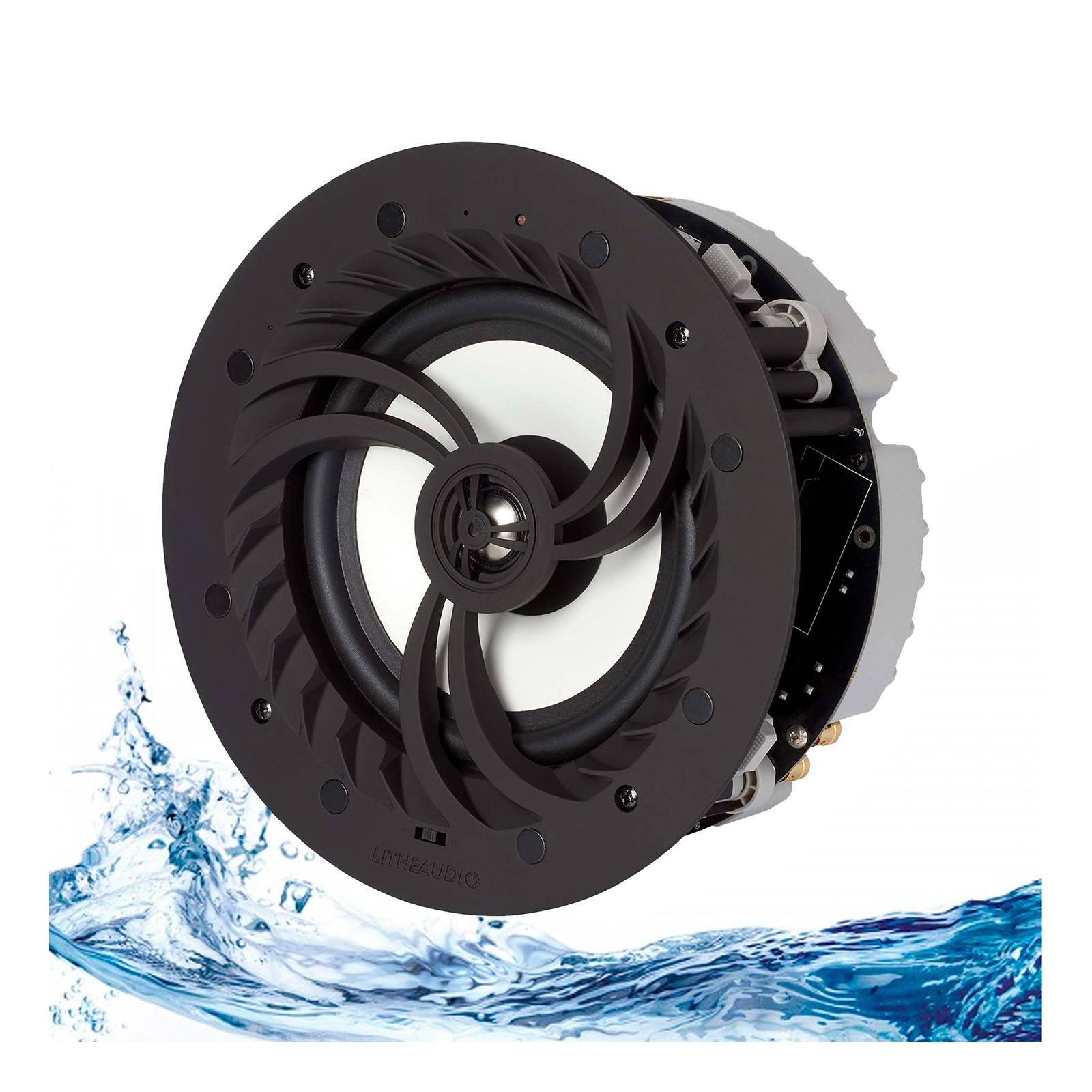 Alt View 2. Lithe Audio - All-in-one IP44 Wi-Fi Multi-Room Ceiling Speaker (Single) - Black.